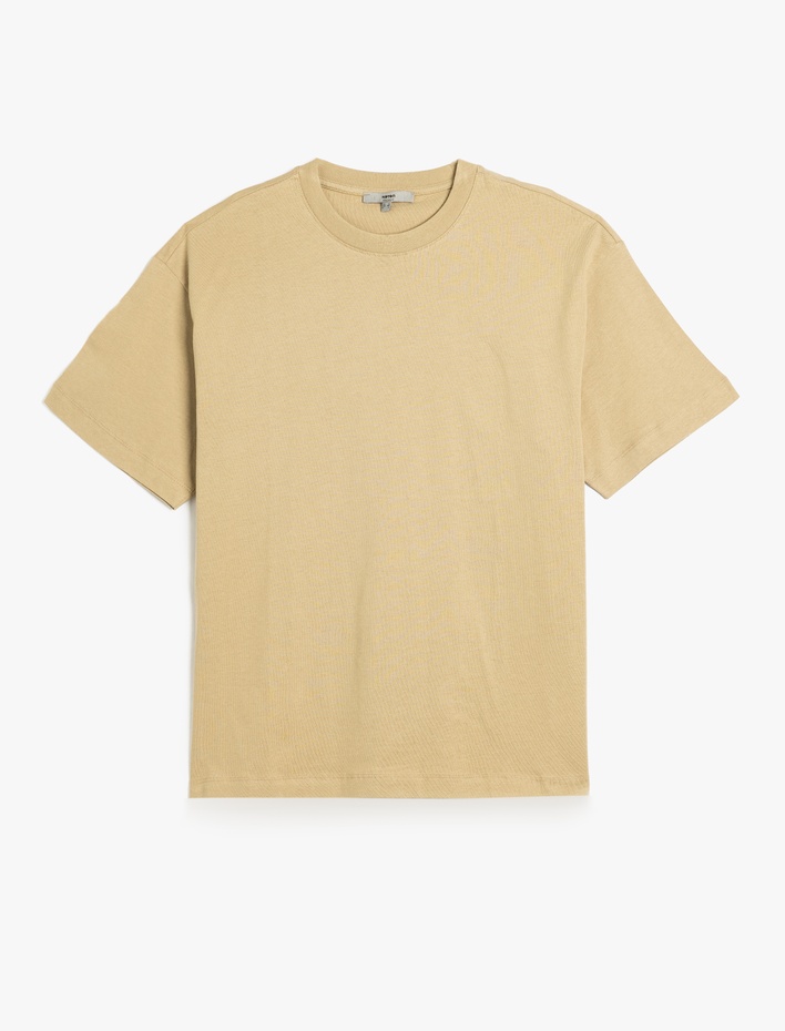  Kısa Kollu Pamuklu Bisiklet Yaka Basic Oversize Tişört