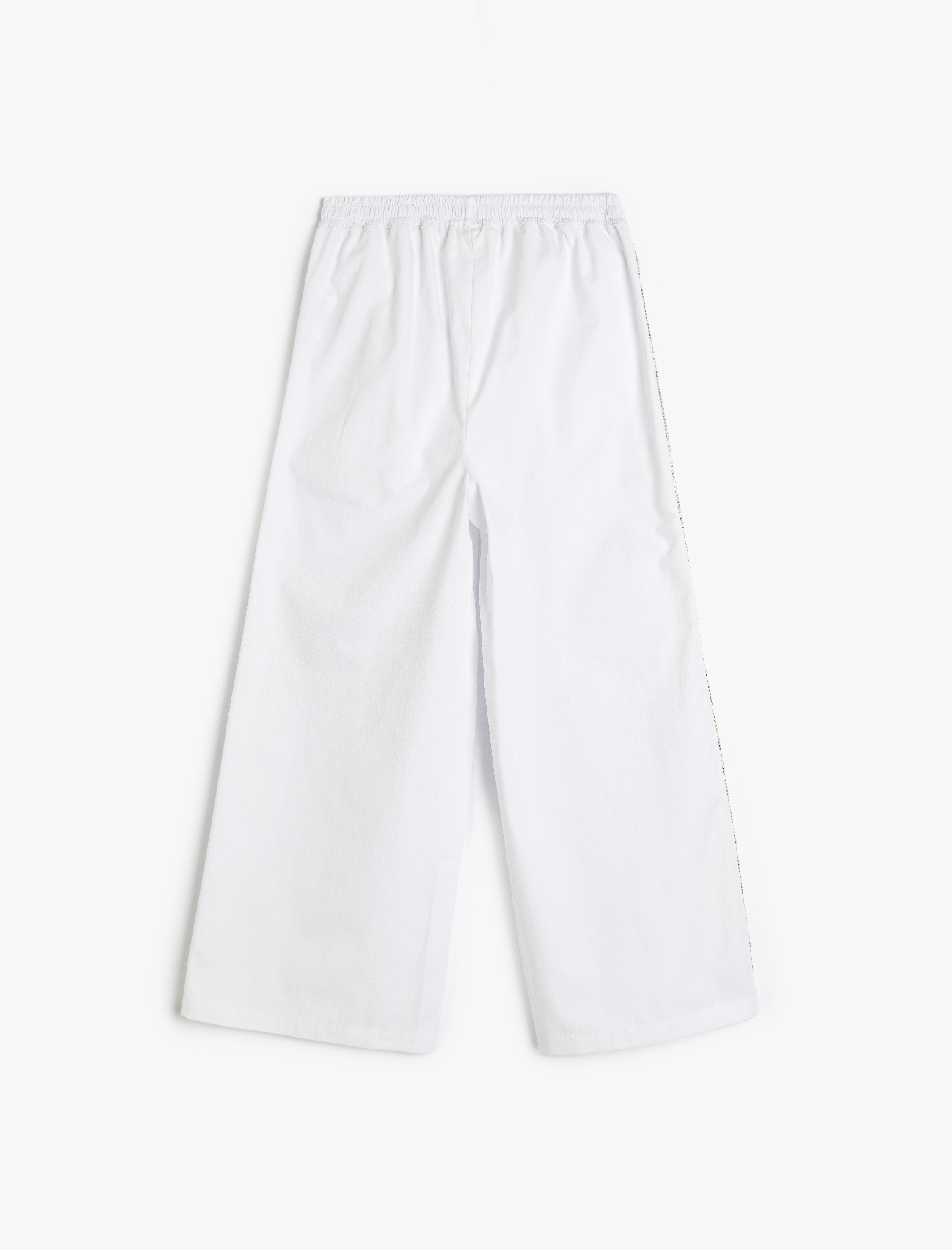 Kız Çocuk Beli Lastikli Pamuklu Geniş Paça Pantolon
