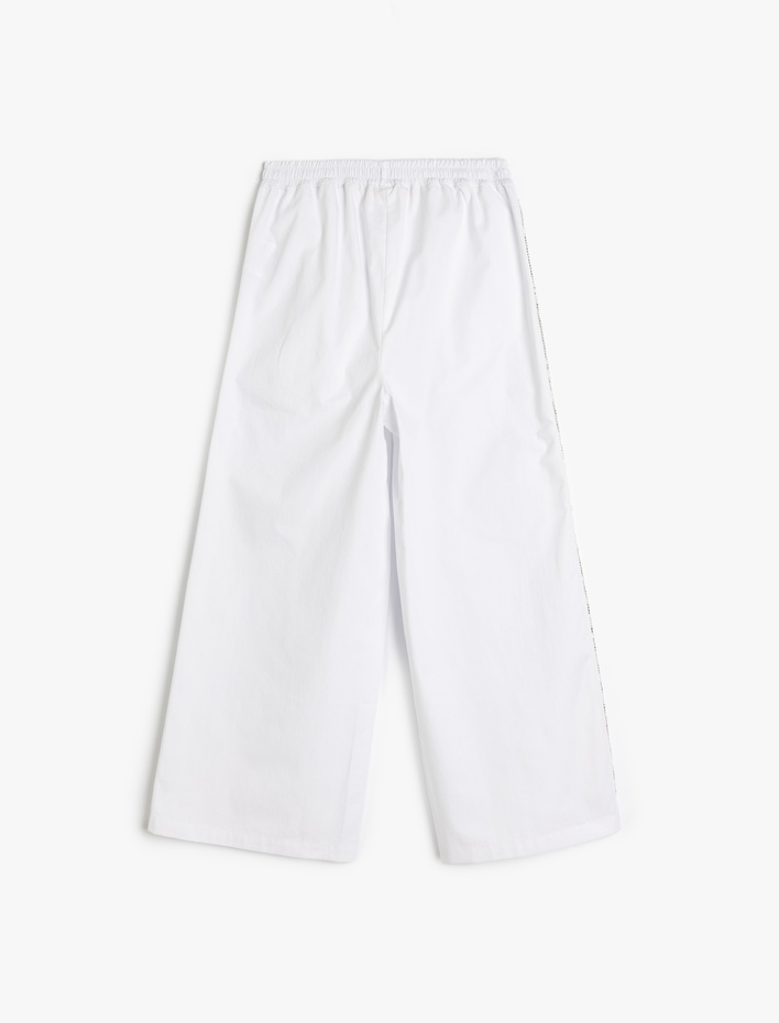 Kız Çocuk Beli Lastikli Pamuklu Geniş Paça Pantolon