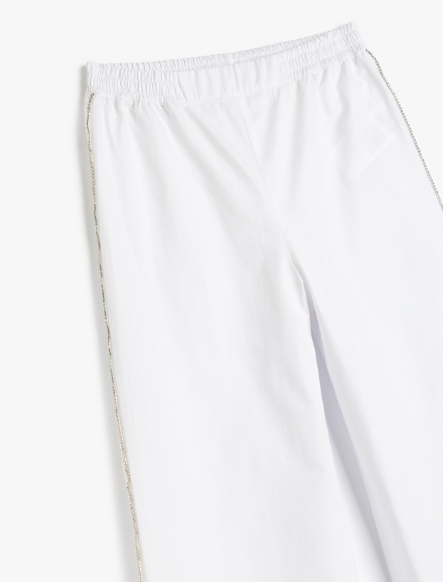 Beli Lastikli Pamuklu Geniş Paça Pantolon_2