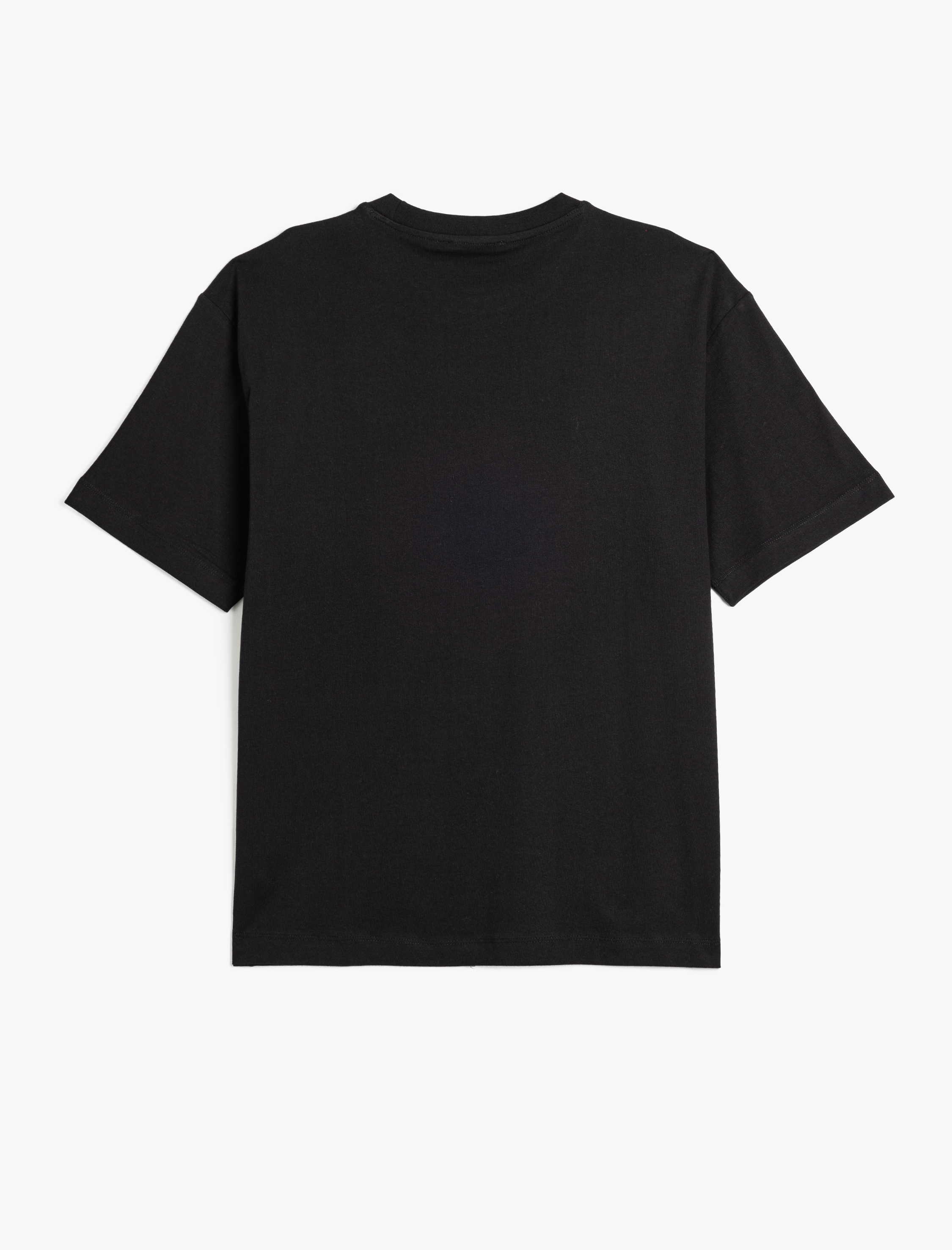   Kısa Kollu Pamuklu Bisiklet Yaka Basic Oversize Tişört