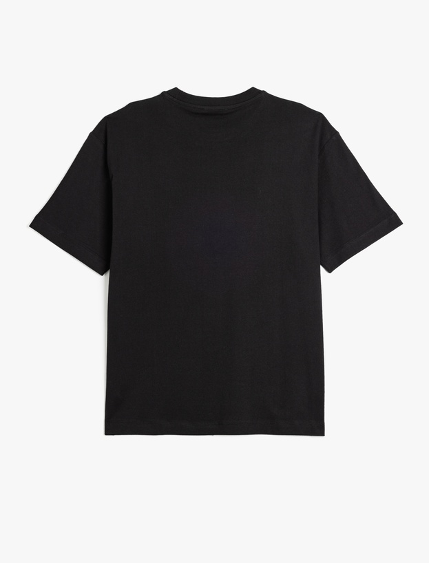 Kısa Kollu Pamuklu Bisiklet Yaka Basic Oversize Tişört_1