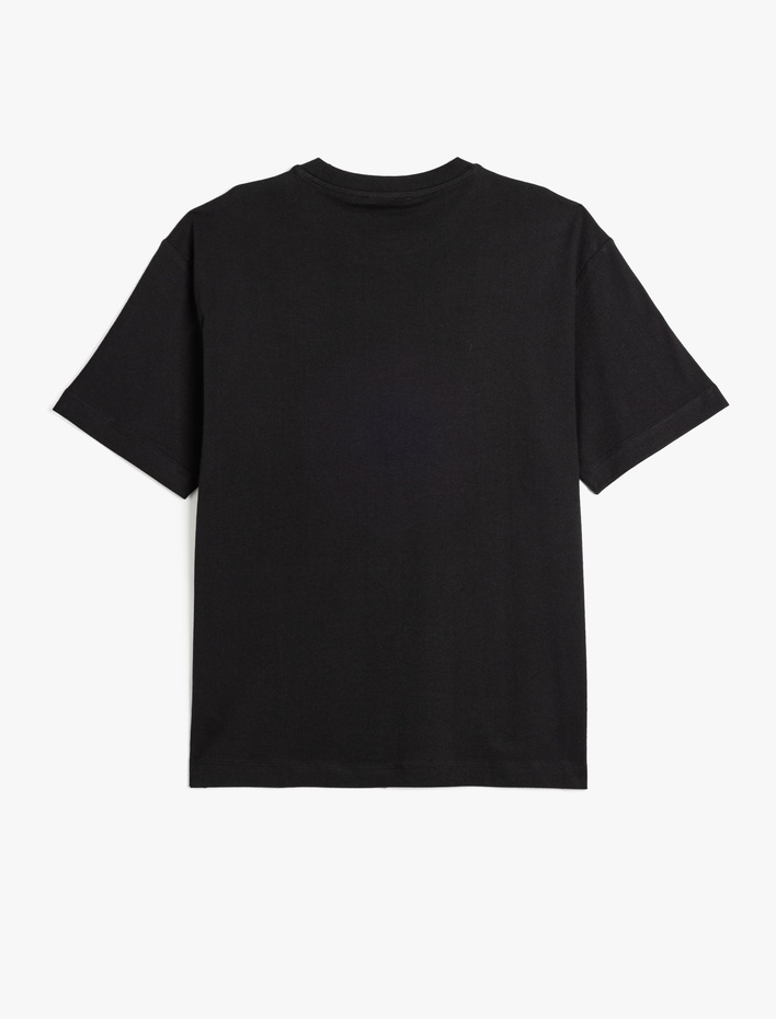  Kısa Kollu Pamuklu Bisiklet Yaka Basic Oversize Tişört