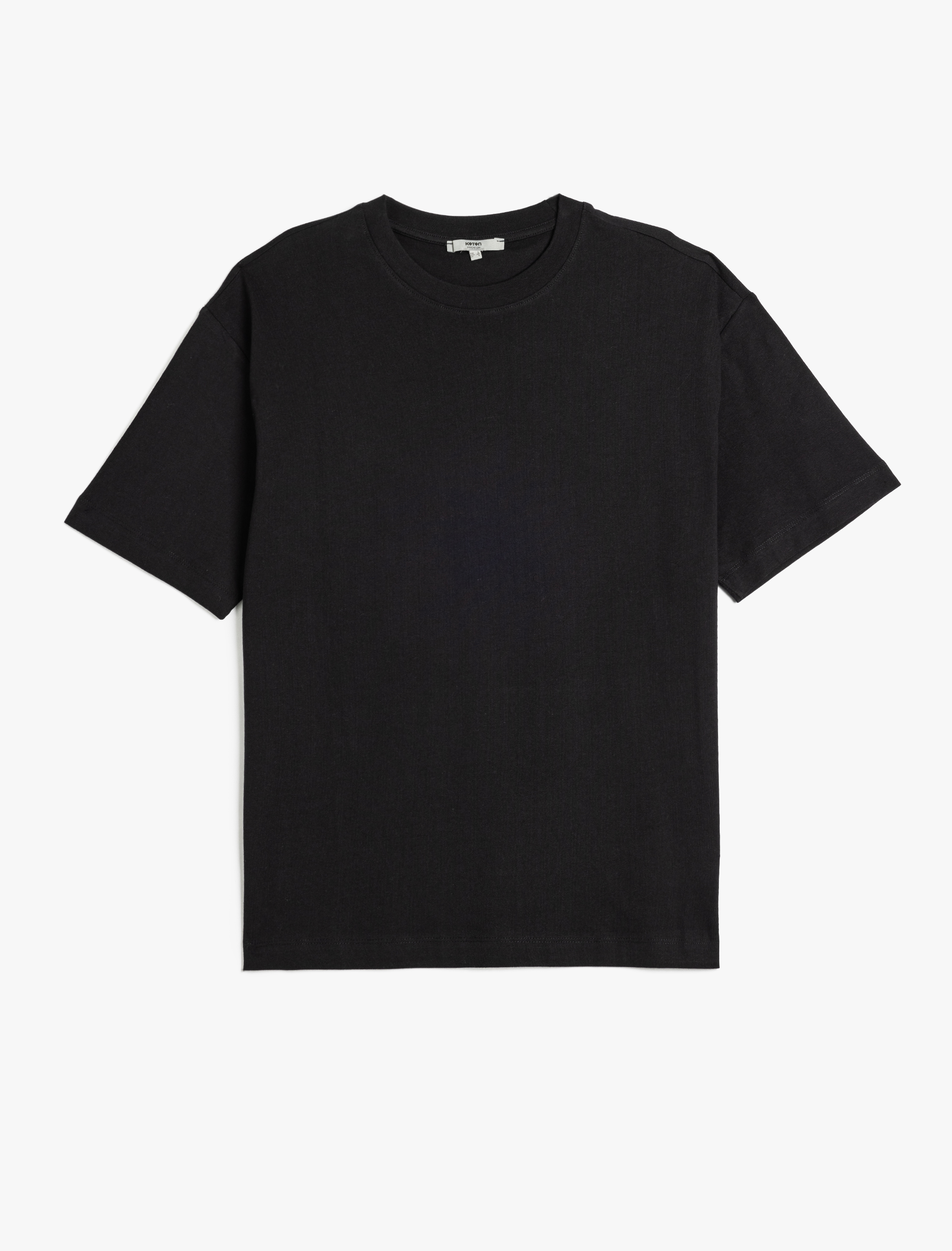 Koton Erkek Kısa Kollu Pamuklu Bisiklet Yaka Basic Oversize Tişört -1
