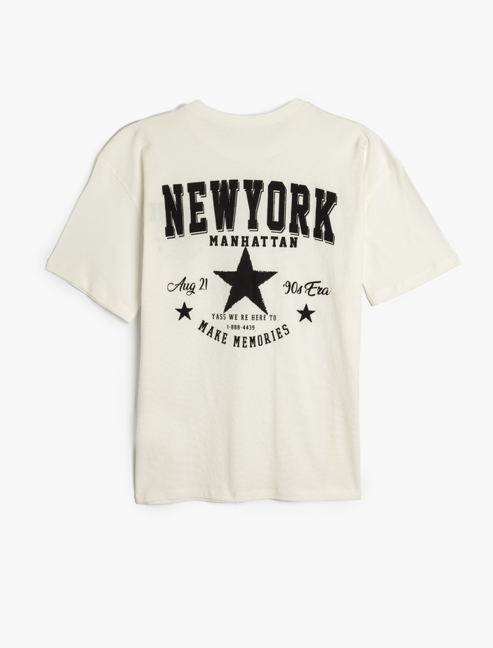  Arkası Baskılı Kısa Kollu Pamuklu Bisiklet Yaka Tişört