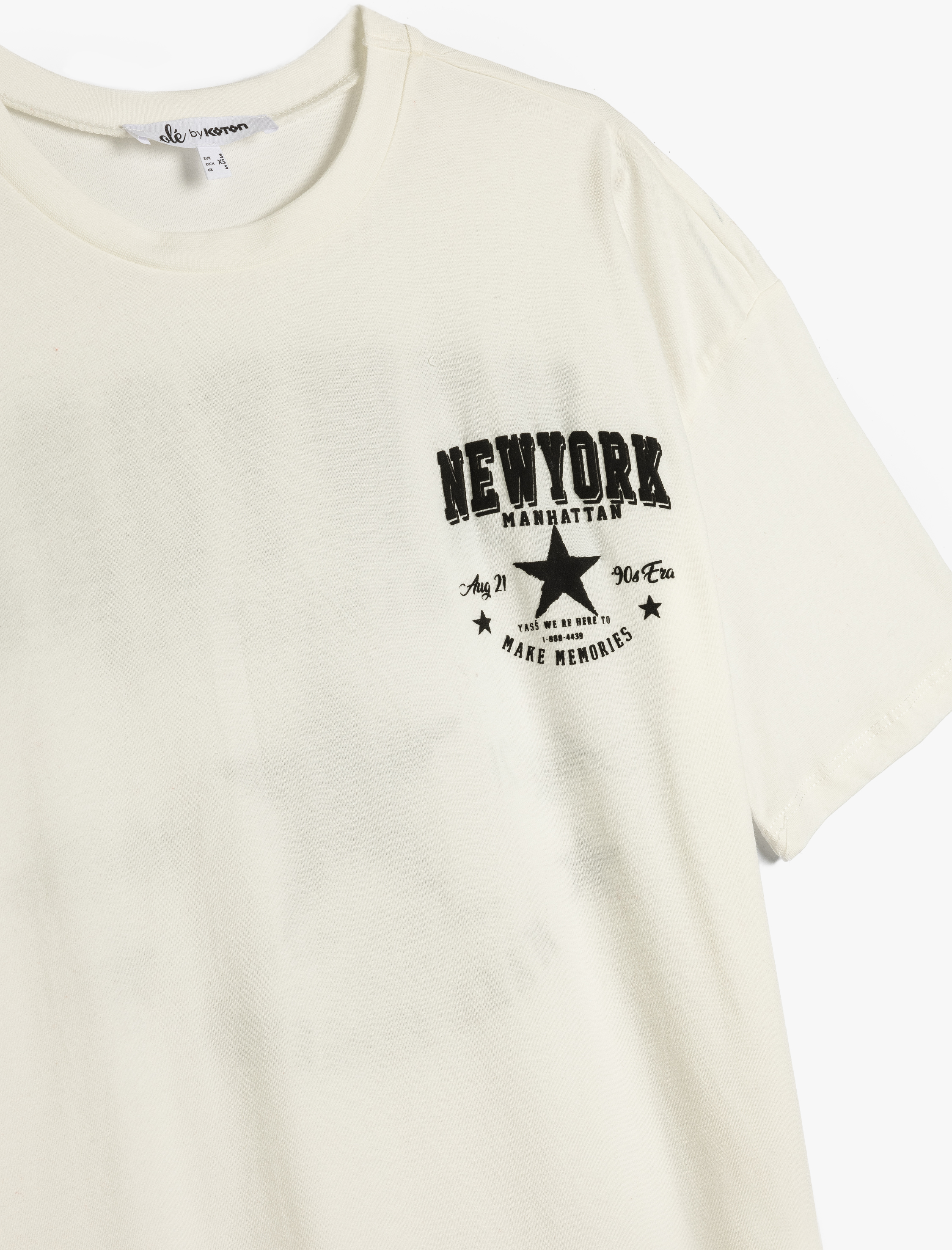   Arkası Baskılı Kısa Kollu Pamuklu Bisiklet Yaka Tişört