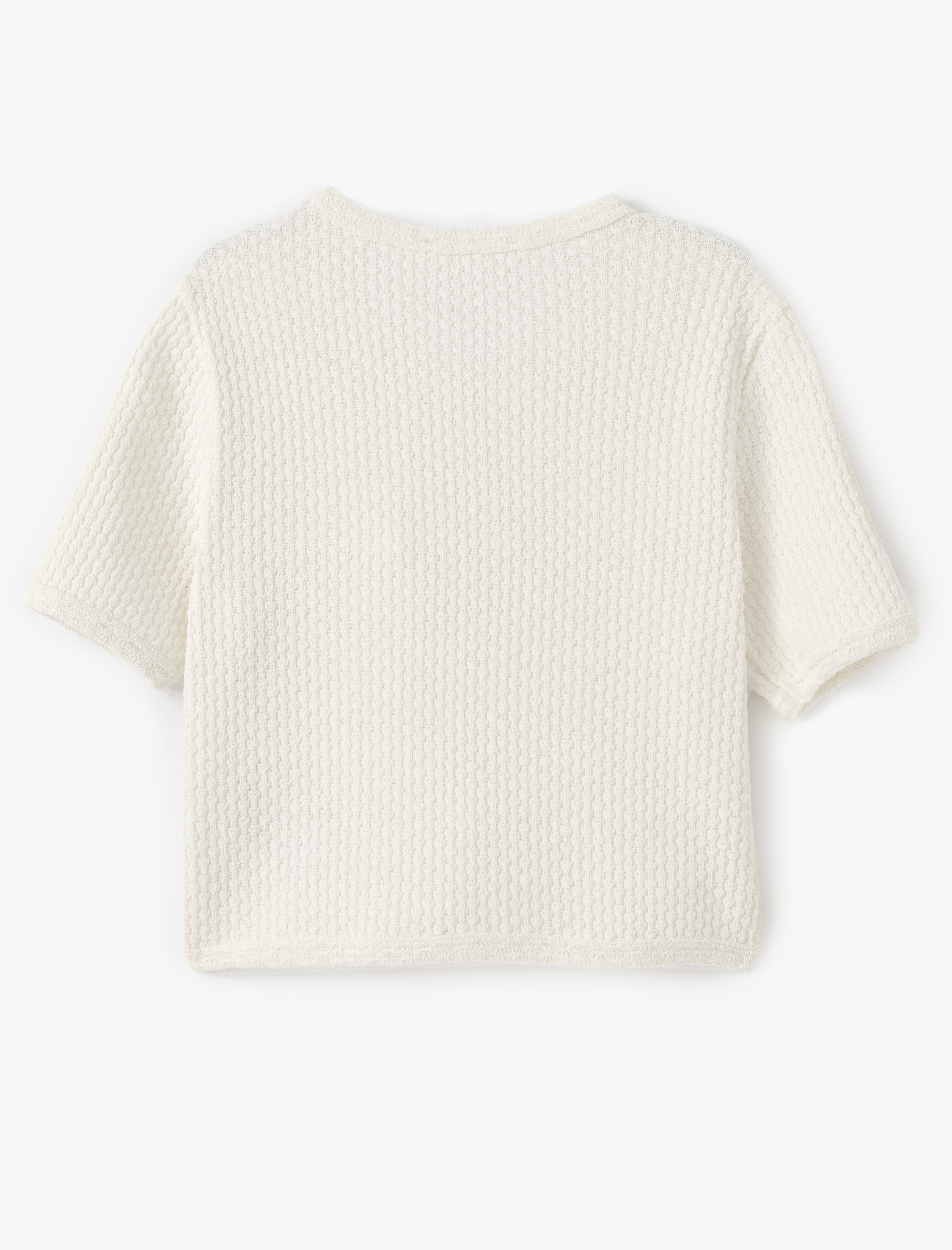   Düğmeli Kısa Kollu Cep Detaylı Bisiklet Yaka Triko Hırka