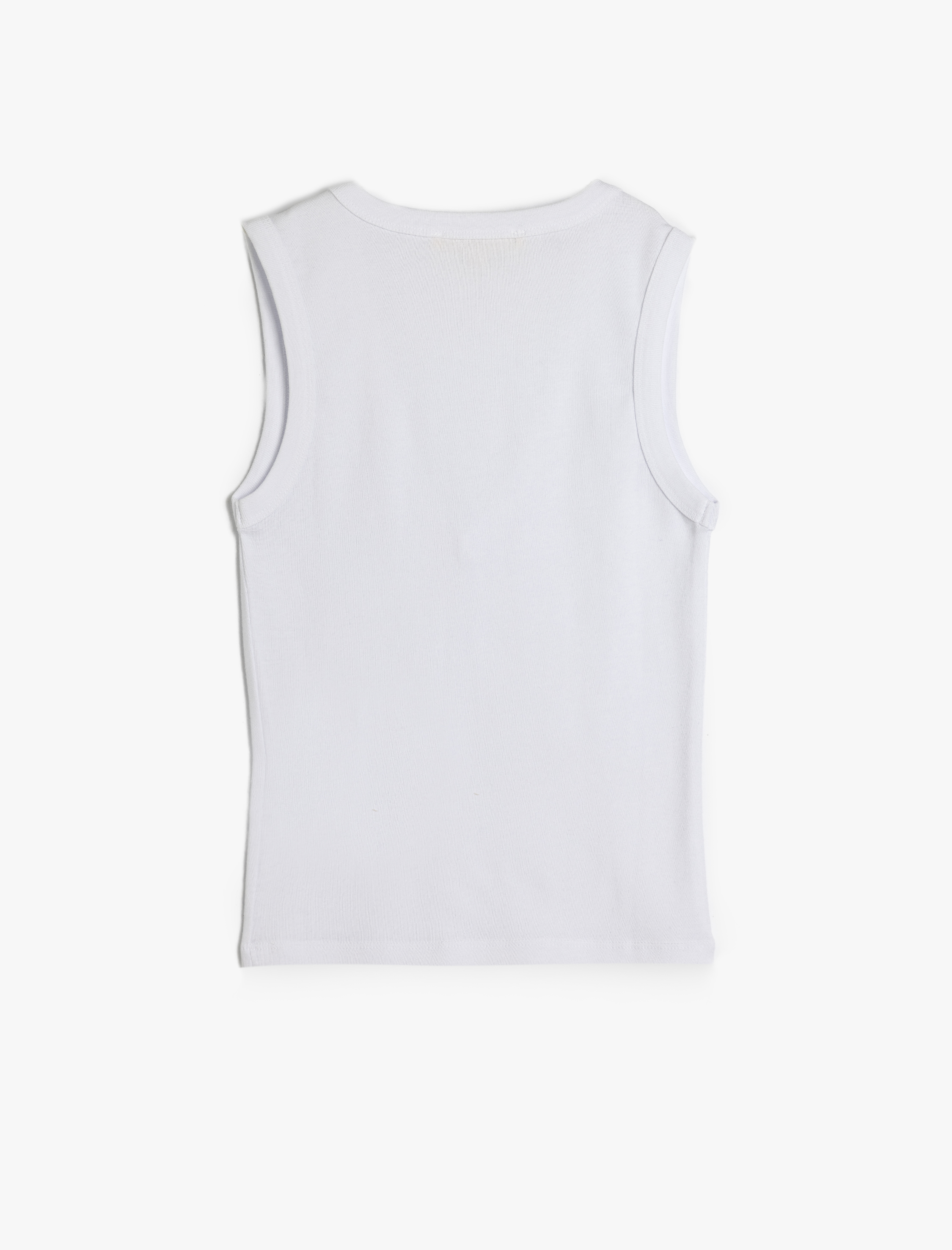   Pamuklu V Yaka Kolsuz Fitilli Kadın Tişört