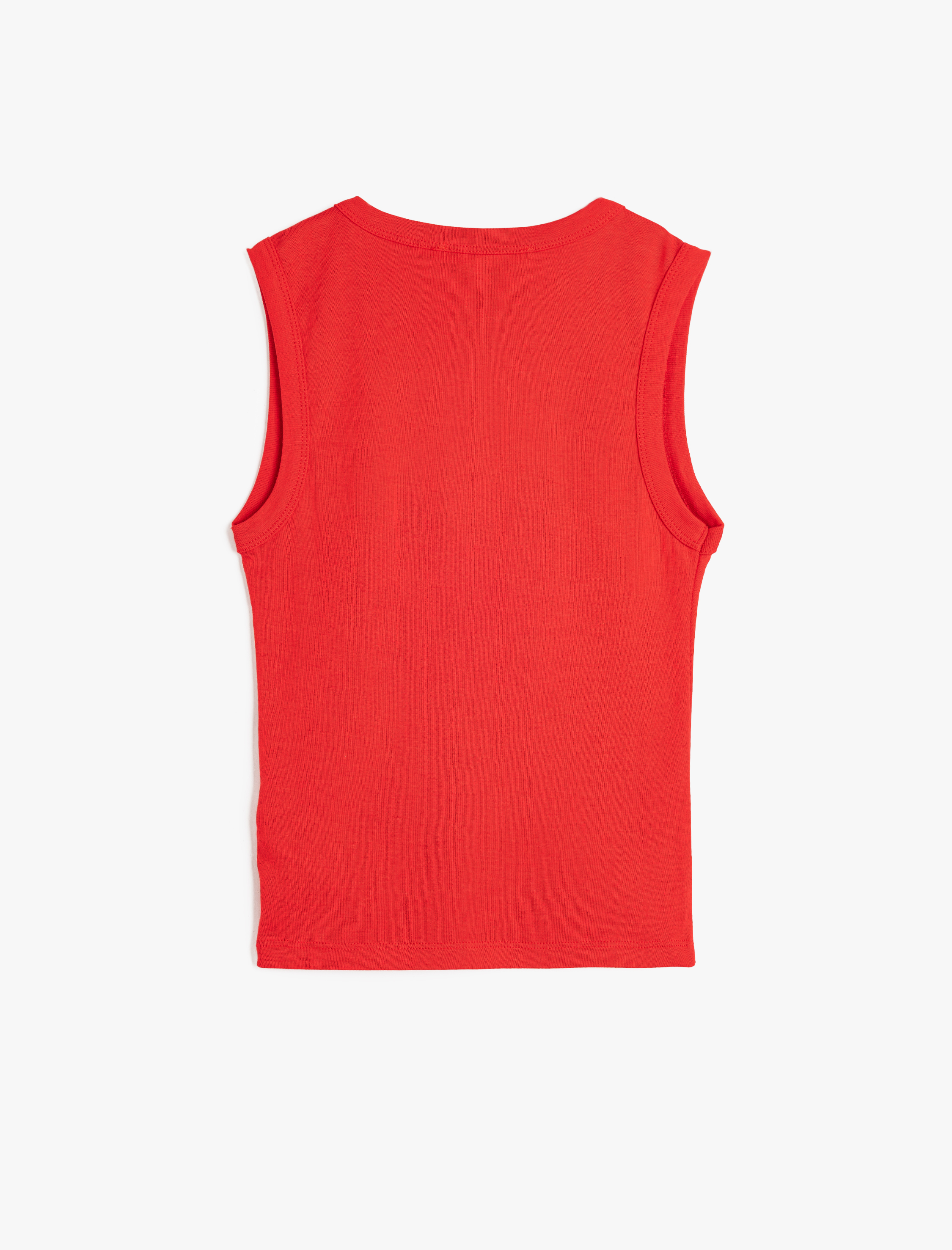   Pamuklu V Yaka Kolsuz Fitilli Kadın Tişört