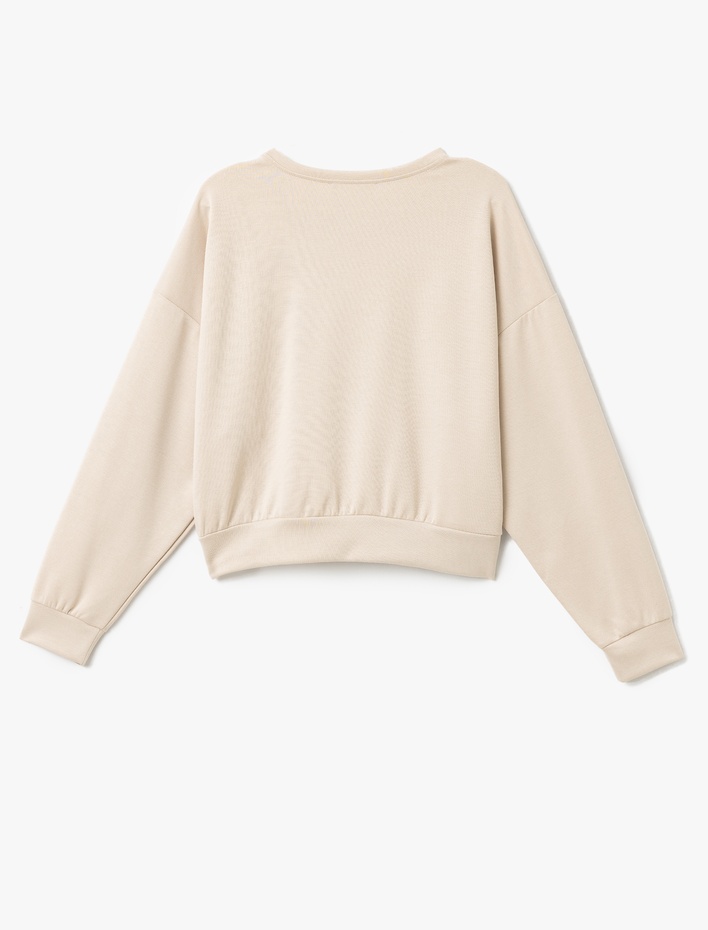  Modal Kumaş Bisiklet Yaka Uzun Kollu Basic Sweatshirt