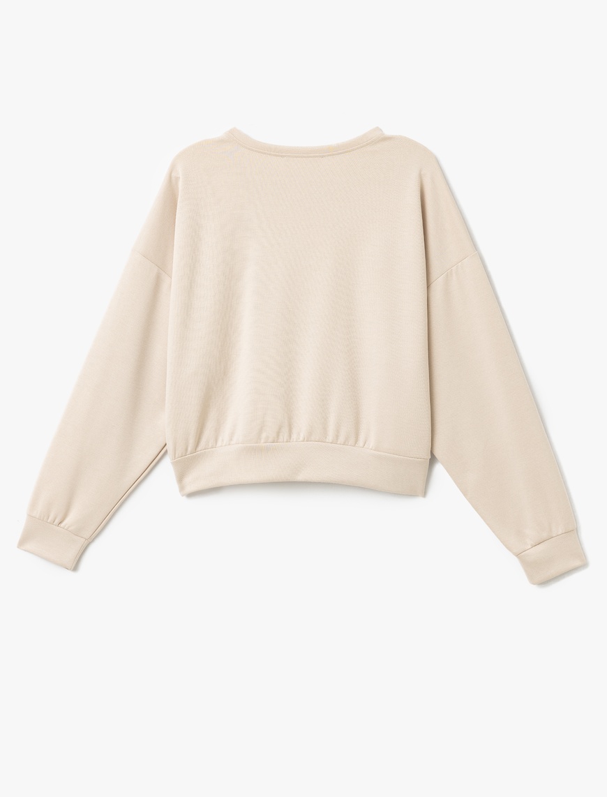   Modal Kumaş Bisiklet Yaka Uzun Kollu Basic Sweatshirt