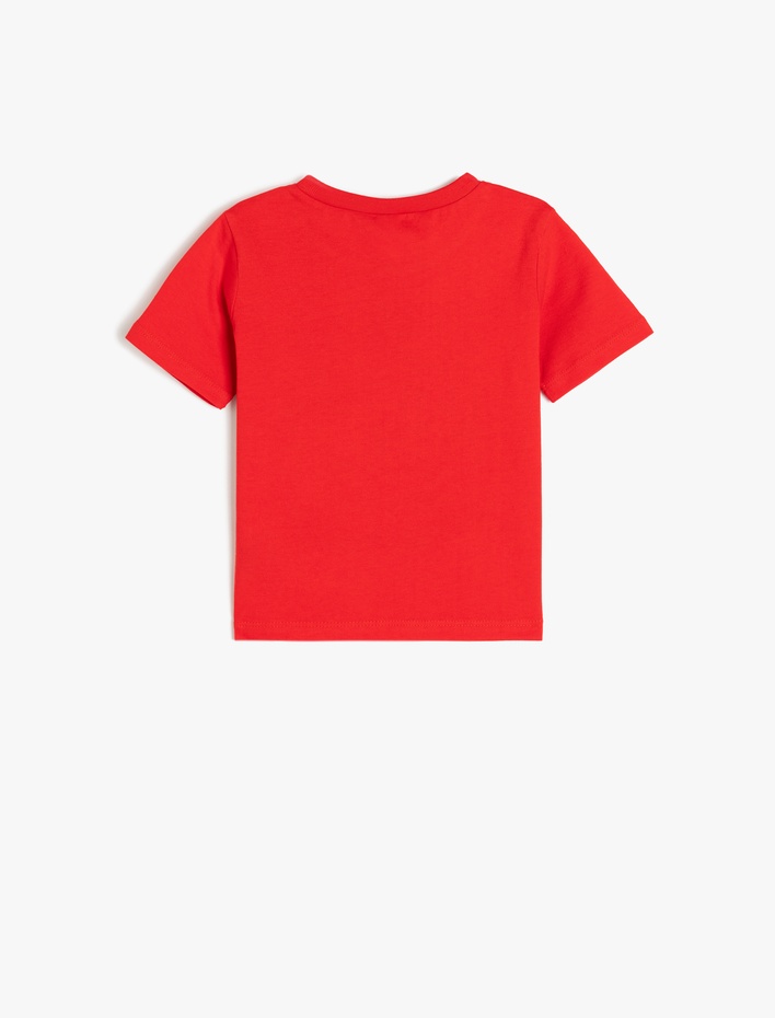 Erkek Bebek Kaplan Baskılı Bisiklet Yaka Kısa Kollu Pamuklu Tişört