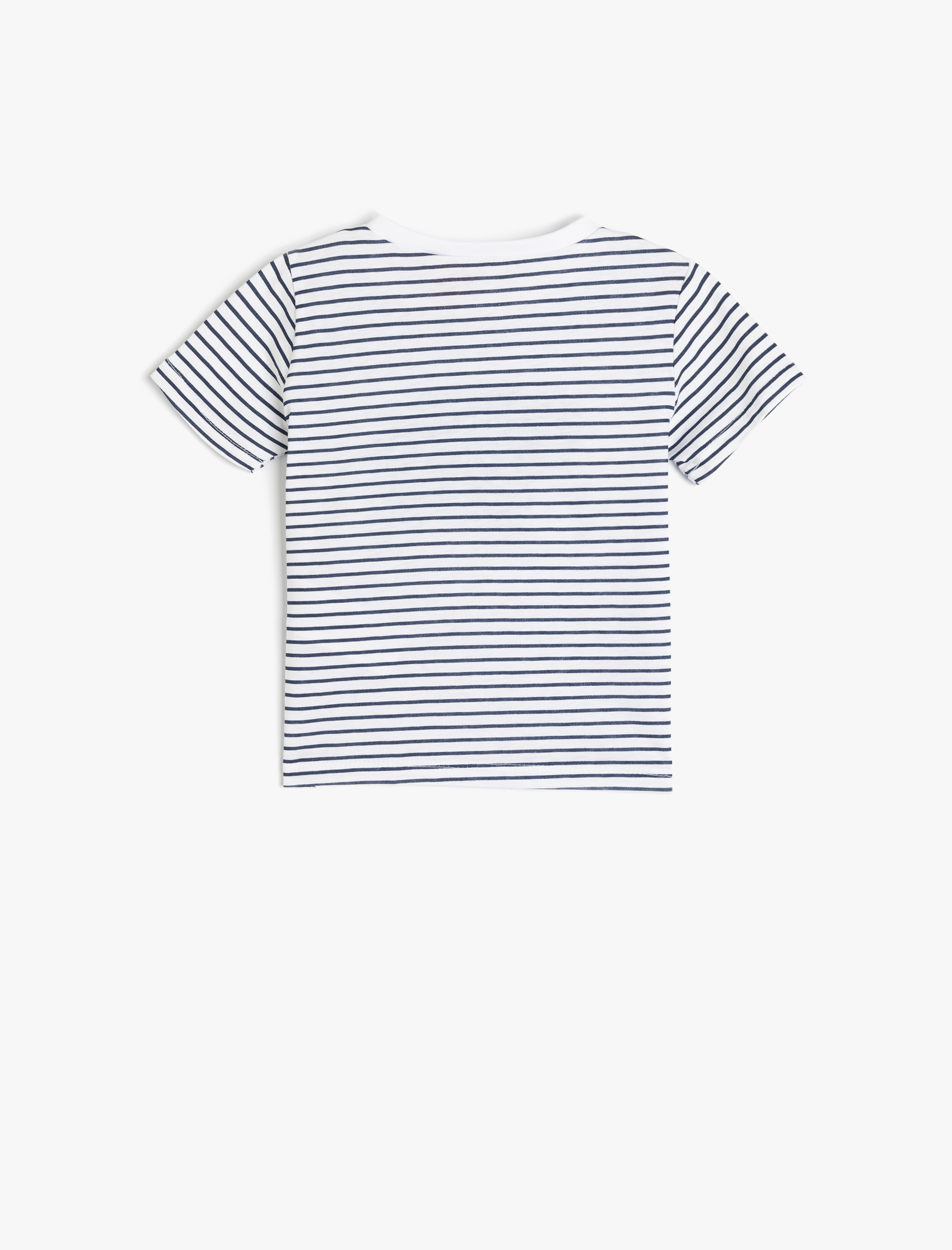  Erkek Bebek Fil Aplikeli Bisiklet Yaka Kısa Kollu Pamuklu Tişört