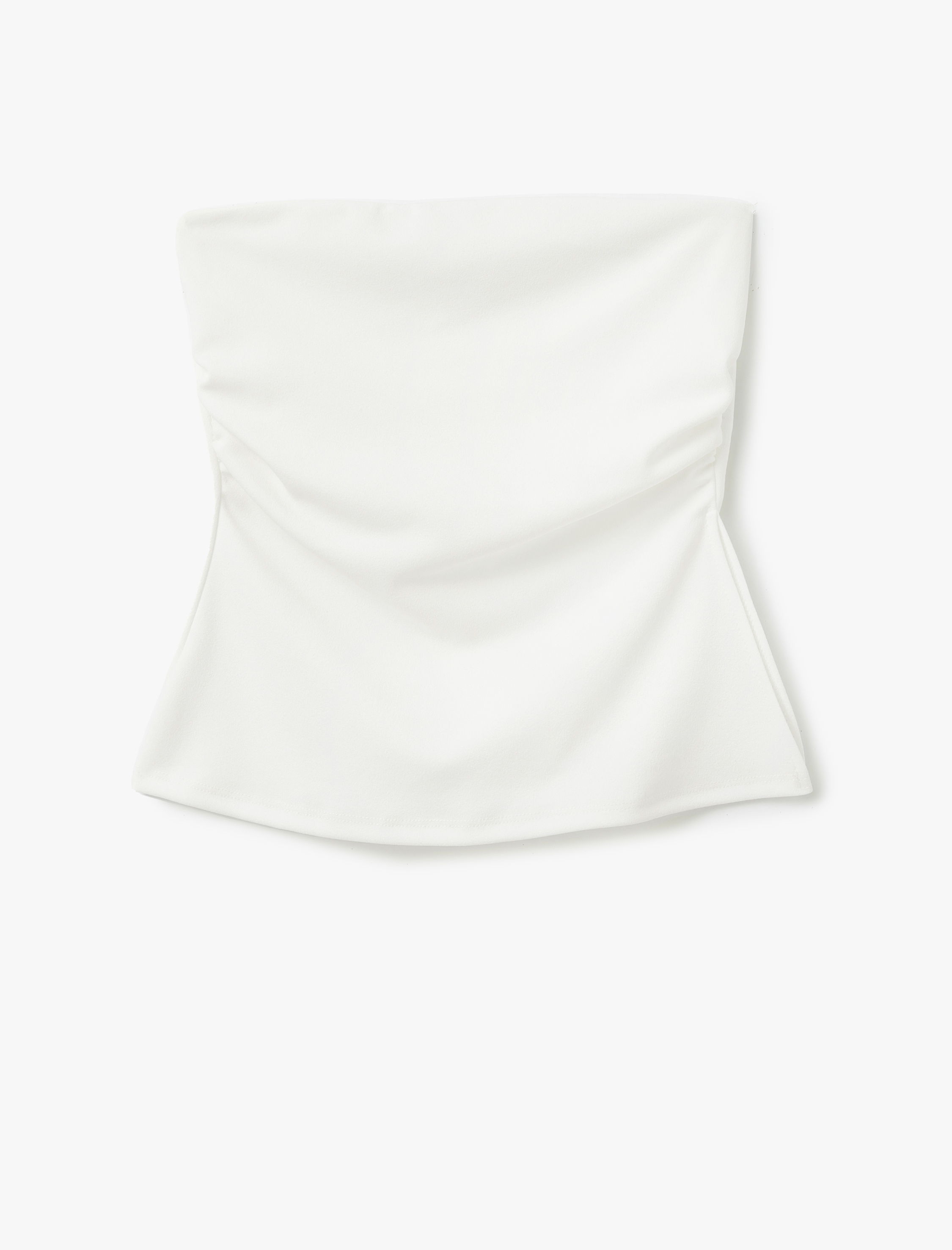 Krep Scuba Kumaş Drape Detaylı Asimetrik Straplez Body