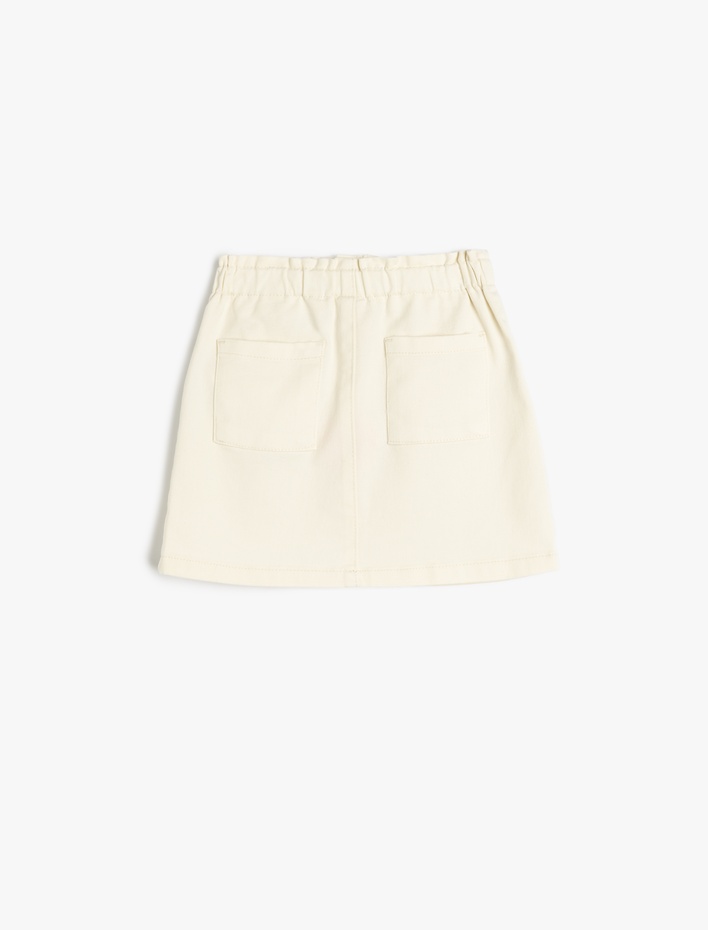 Kız Bebek Pamuklu Yüksek Bel Beli Lastikli Cep Detaylı Etek