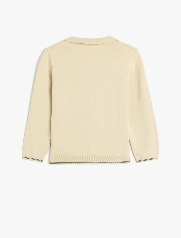 Erkek Çocuk Pamuklu Uzun Kollu Polo Yaka Basic Triko Kazak