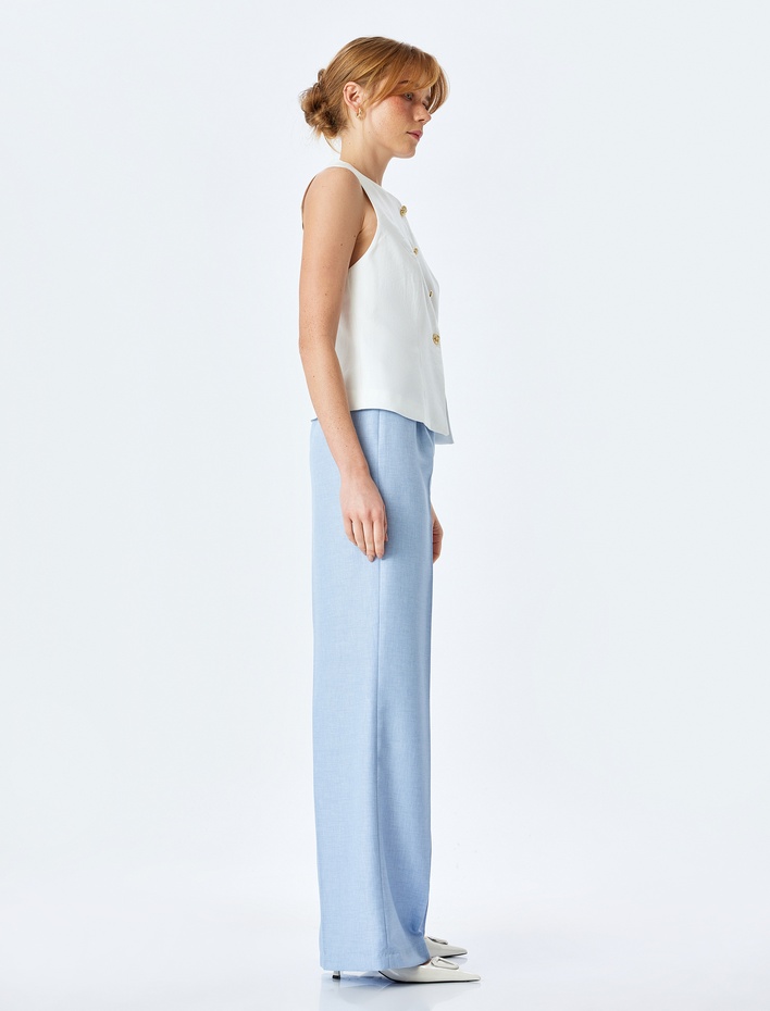  Rahat Kalıp Yüksek Bel Palazzo Pantolon