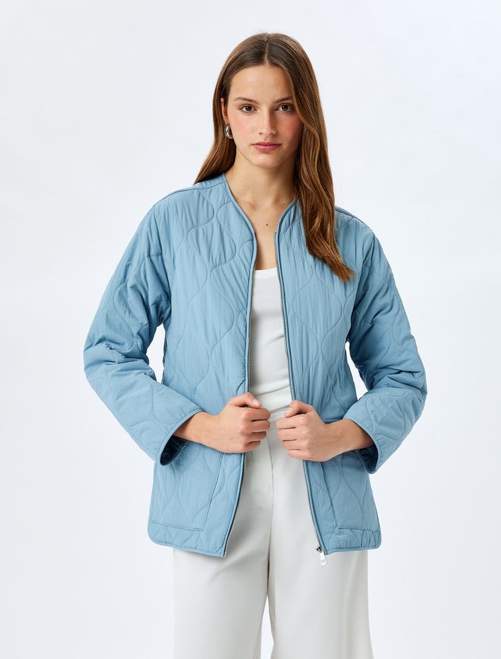  Cepli Fermuarlı Oversize Kapitone Mont