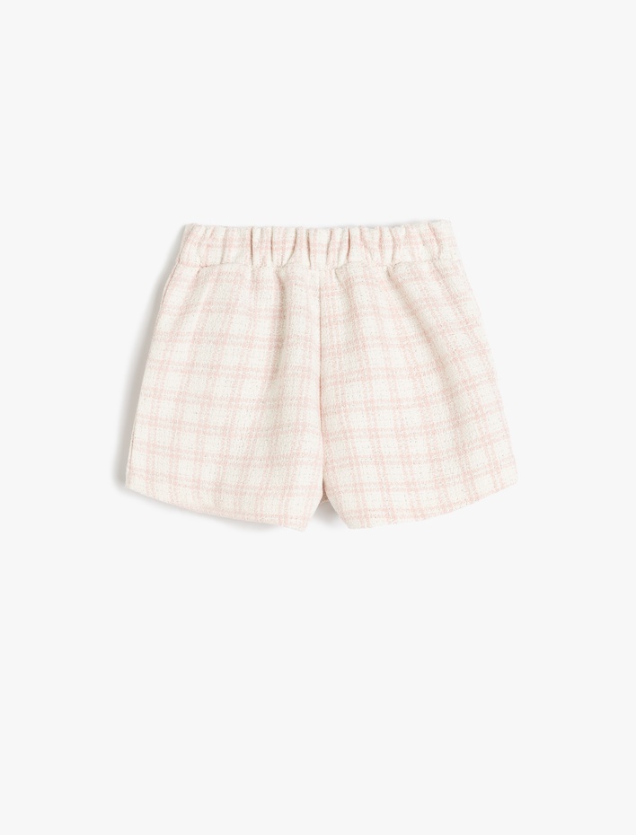 Kız Bebek Ekoseli Beli Lastikli Kruvaze Şort Etek