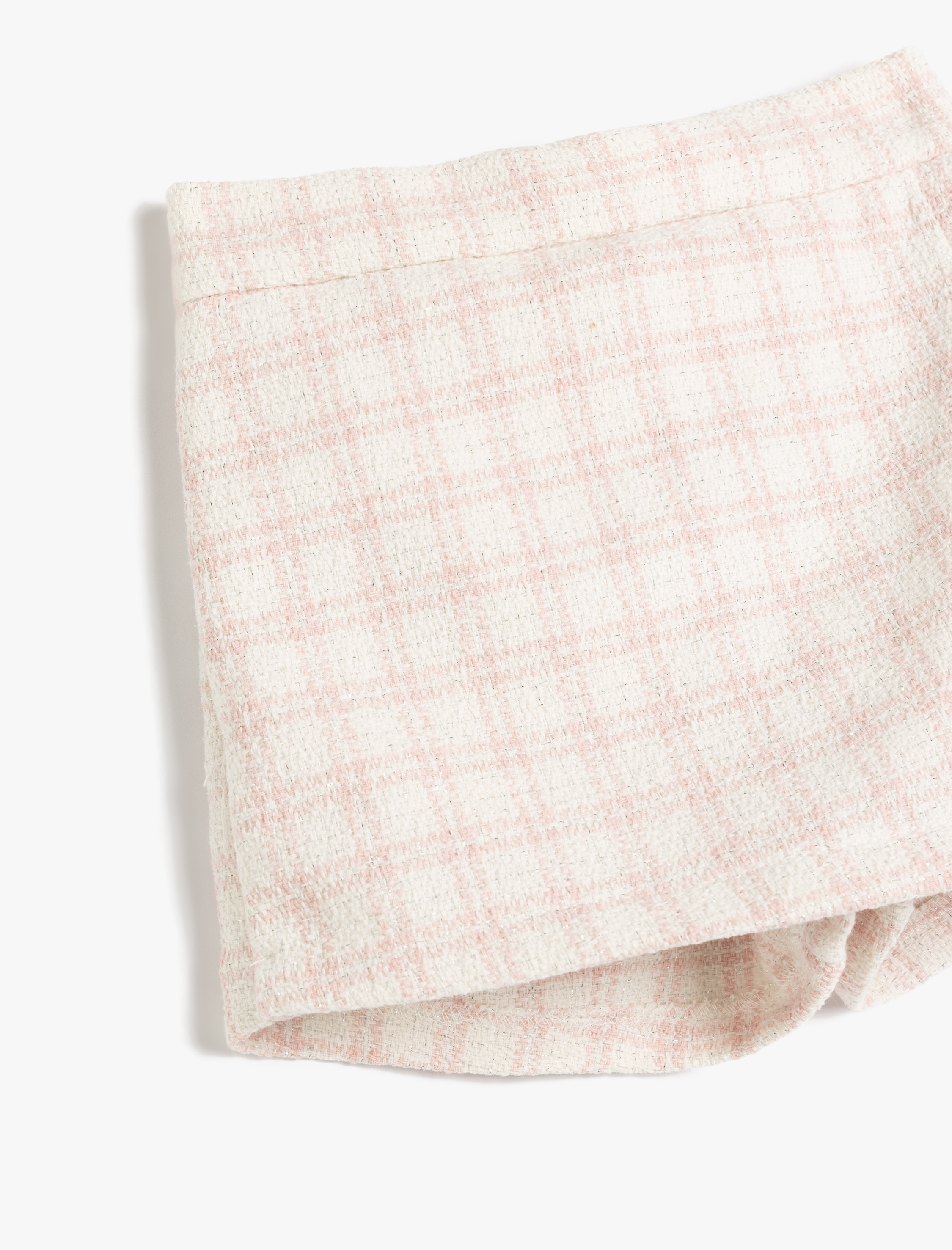  Kız Bebek Ekoseli Beli Lastikli Kruvaze Şort Etek