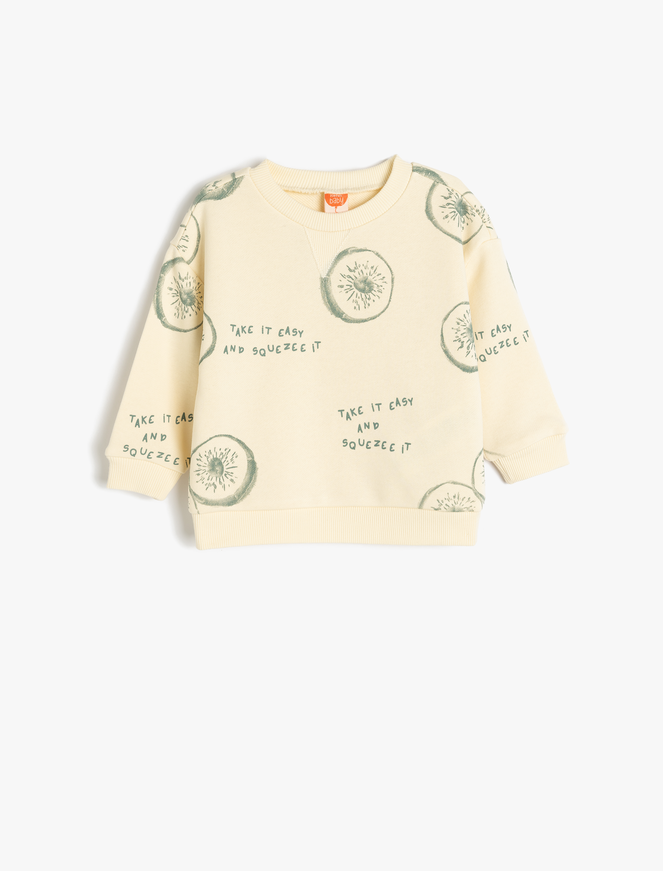 Koton Erkek Bebek Uzun Kollu Bisiklet Yaka Baskı Detaylı Pamuklu Sweatshirt -1