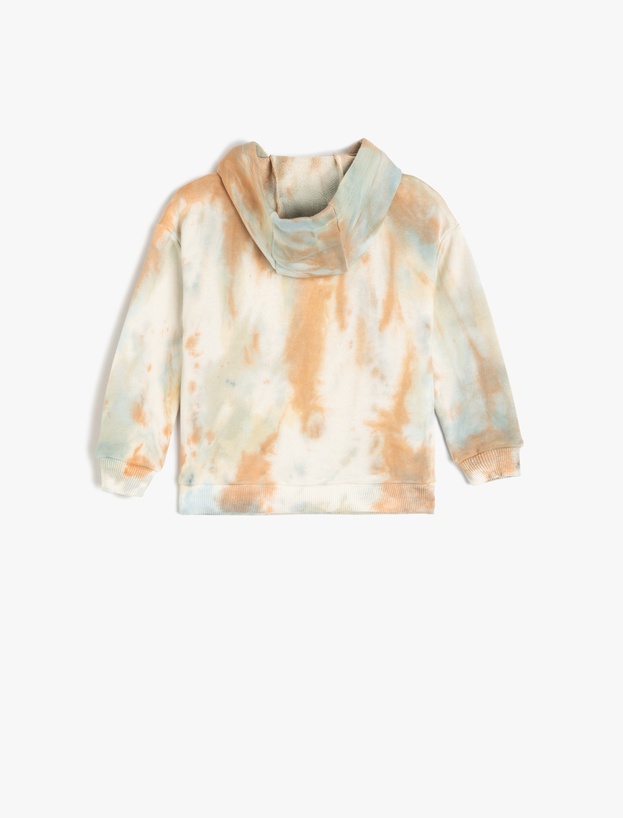 Kapşonlu Palmiye Baskılı Uzun Kollu Pamuklu Sweatshirt_1