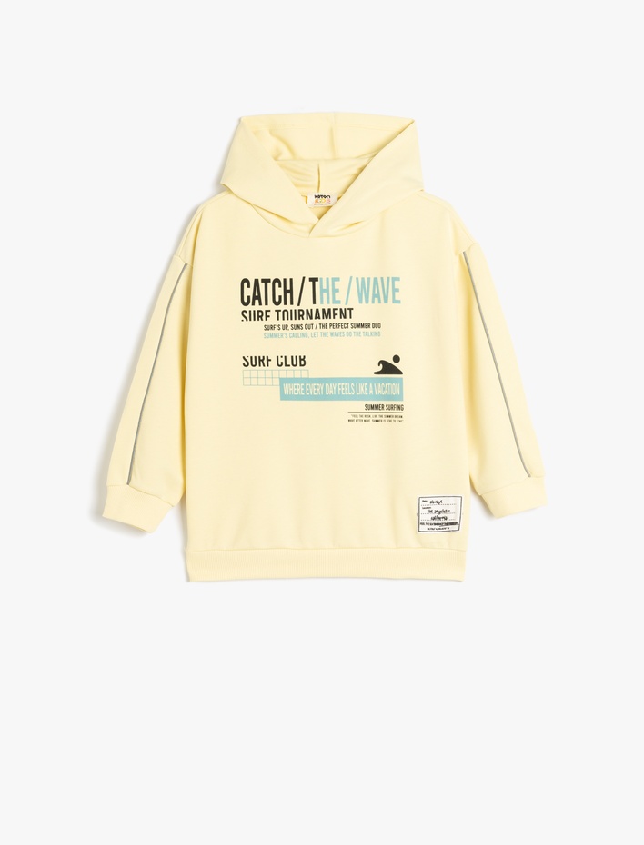 Erkek Çocuk Kapşonlu Uzun Kollu Slogan Baskılı Oversize Sweatshirt