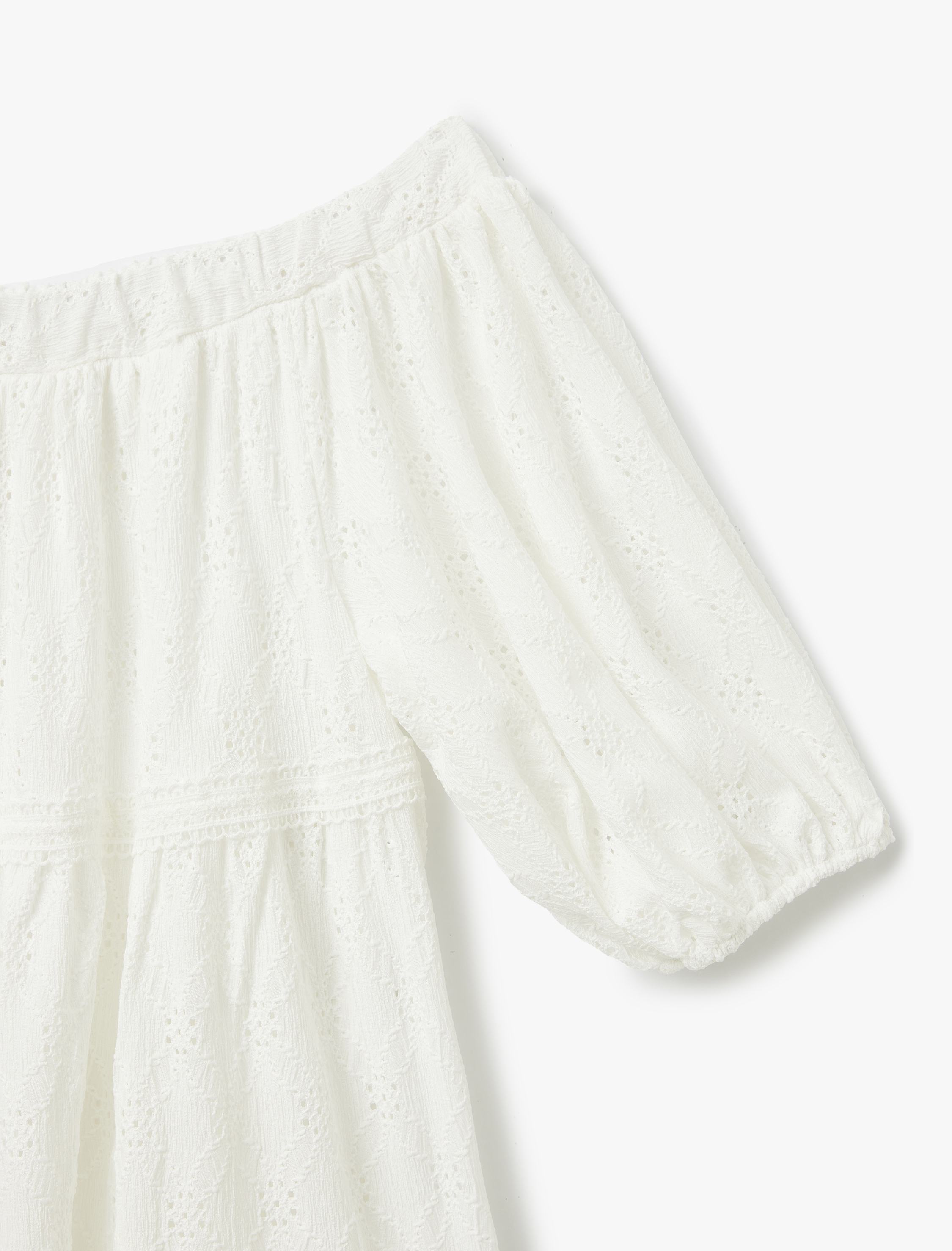   Yarım Balon Kollu Omuzu Açık Mini Fistolu Elbise