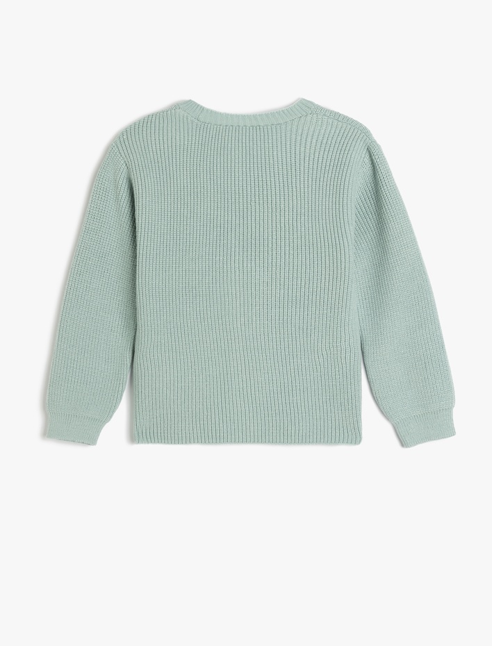 Kız Çocuk V Yaka Düğmeli Uzun Kollu Basic Triko Hırka