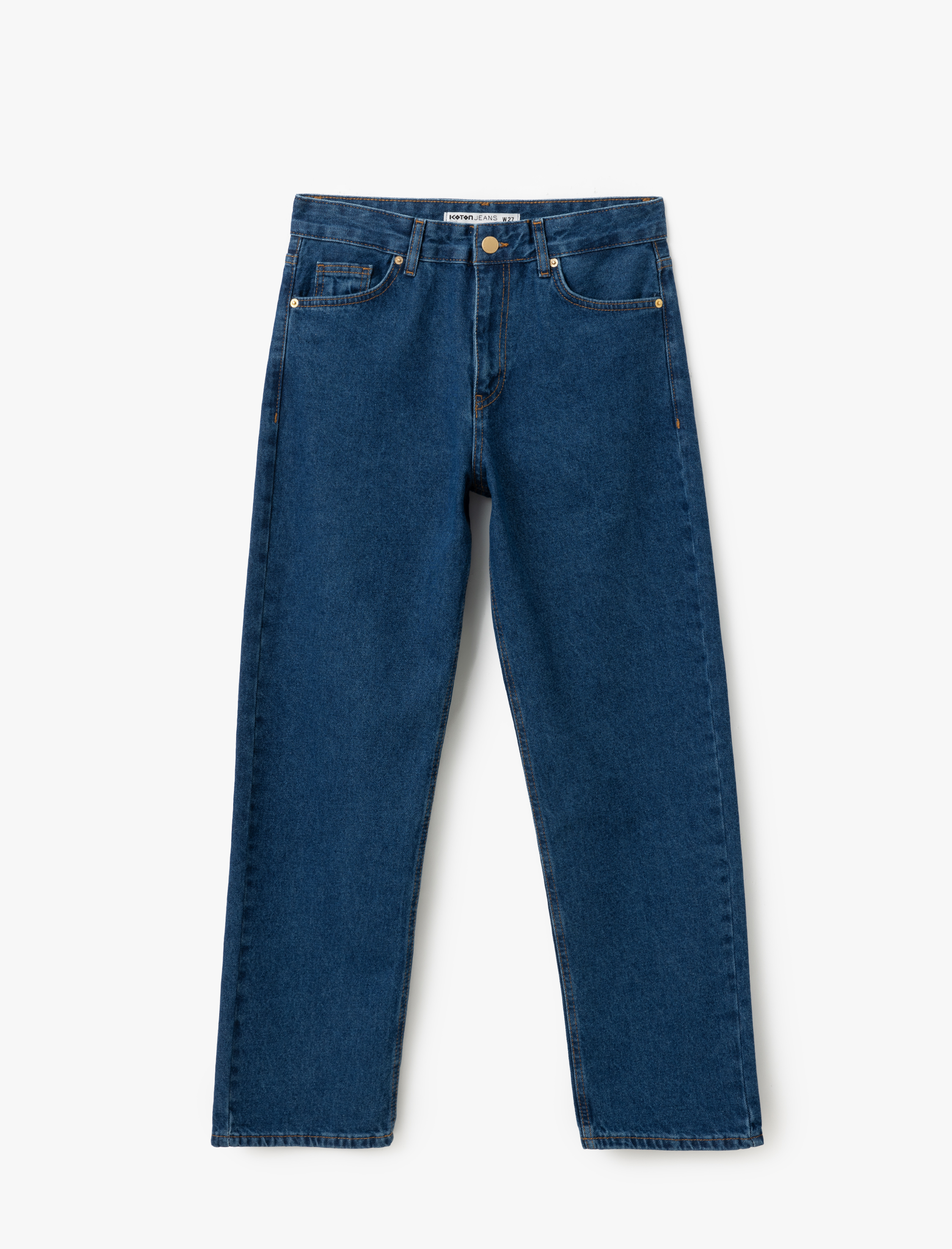 Koton Kadın Straight Fit Düz Paça Cepli Denim Pantolon - Straight Fit Jeans -1