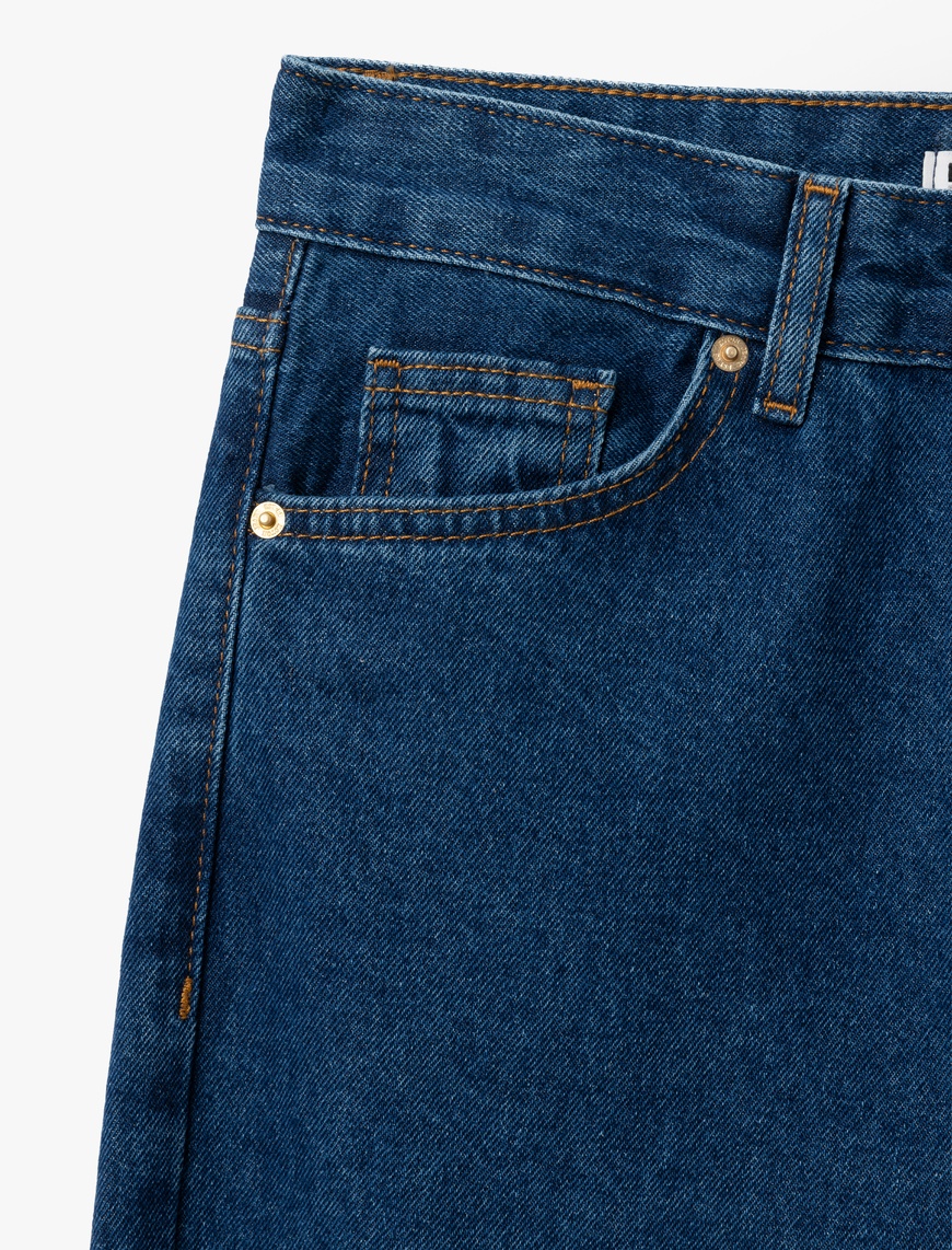   Straight Fit Düz Paça Cepli Denim Pantolon - Straight Fit Jeans