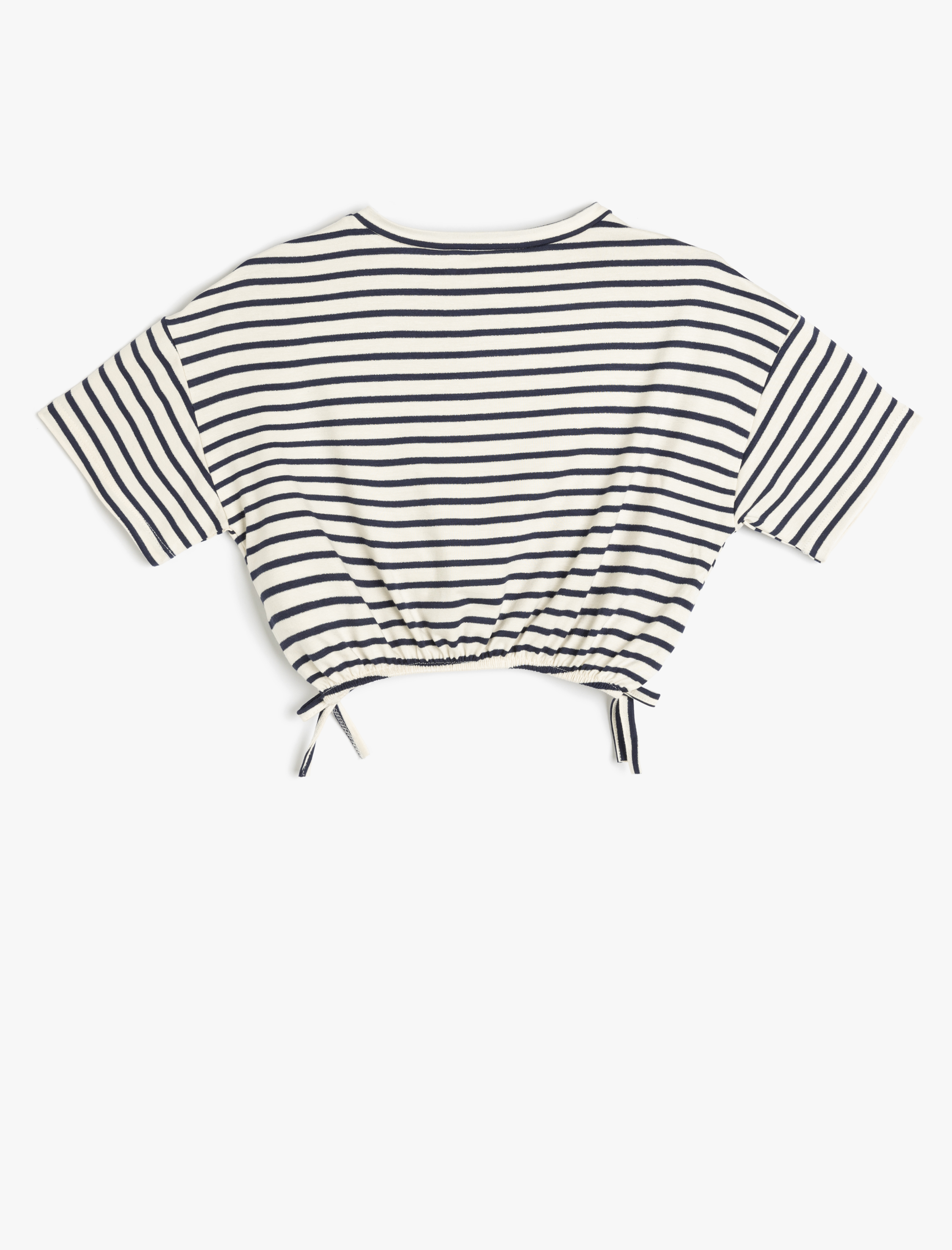  Kız Çocuk Bisiklet Yaka Kısa Kollu Büzgü Detaylı Viskon Crop Tişört