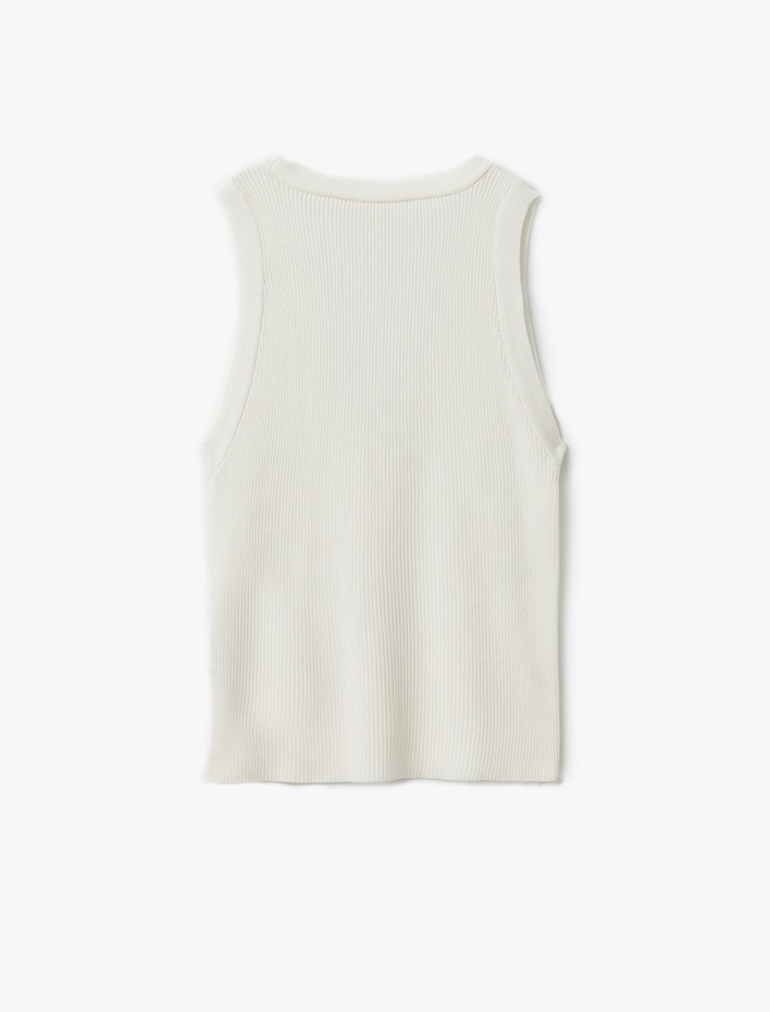  Düğmeli Kolsuz V Yaka Triko Yelek