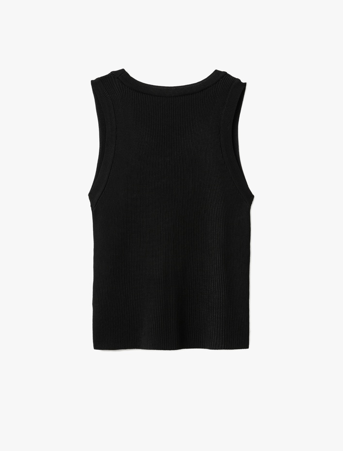  Düğmeli Kolsuz V Yaka Triko Yelek