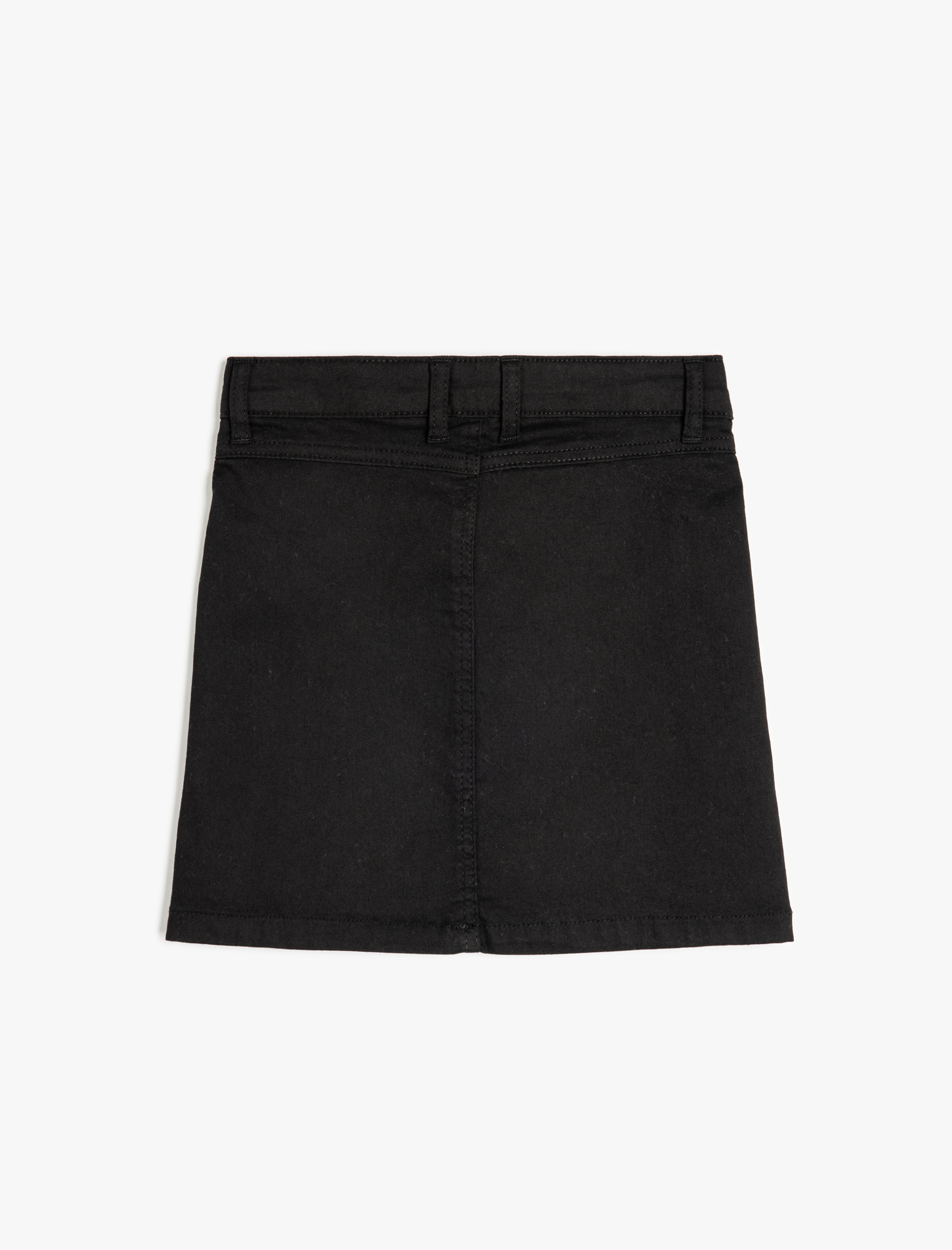 Kız Çocuk Düğme ve Fermuar Detaylı Cepli Basic Etek