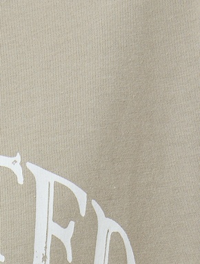 Slogan Baskılı Bisiklet Yaka Kısa Kollu Oversize Tişört_5