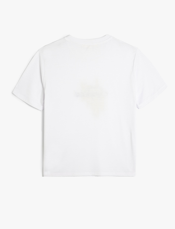  Kısa Kollu Bisiklet Yaka Baskılı Tişört