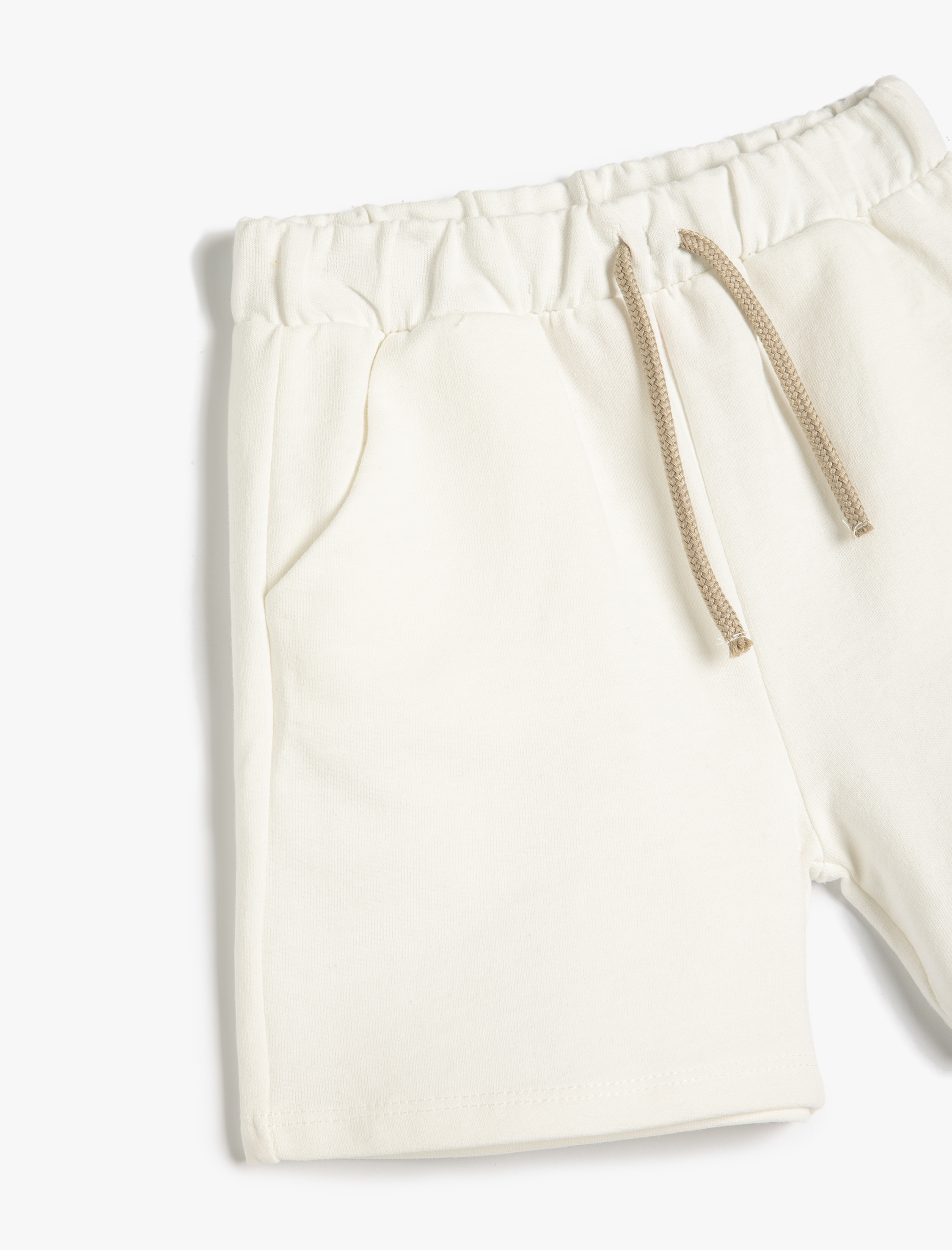 Erkek Bebek Beli Bağcıklı Cep Detaylı Pamuklu Basic Şort