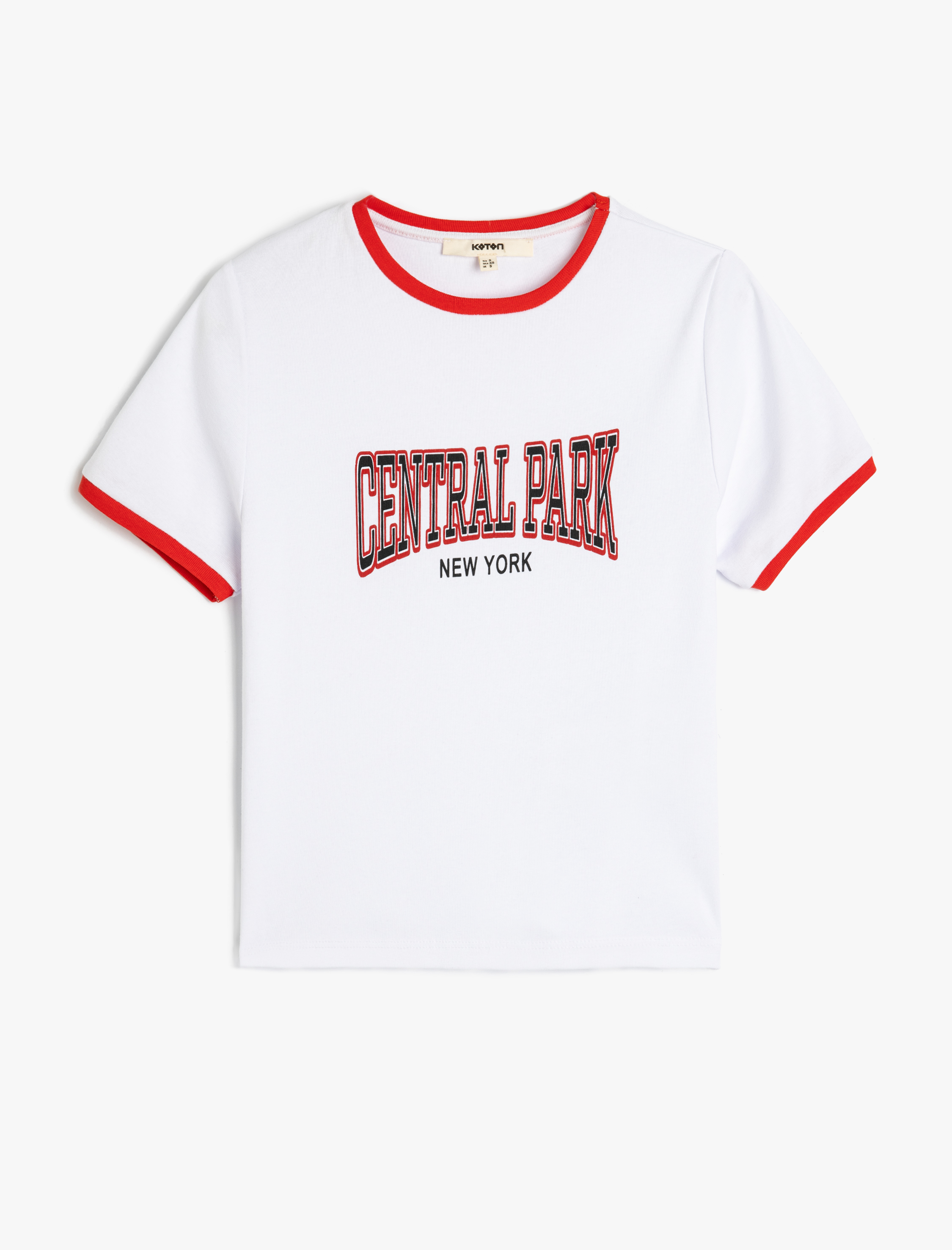   Pamuklu Bisiklet Yaka Kısa Kollu Baskılı Tişört