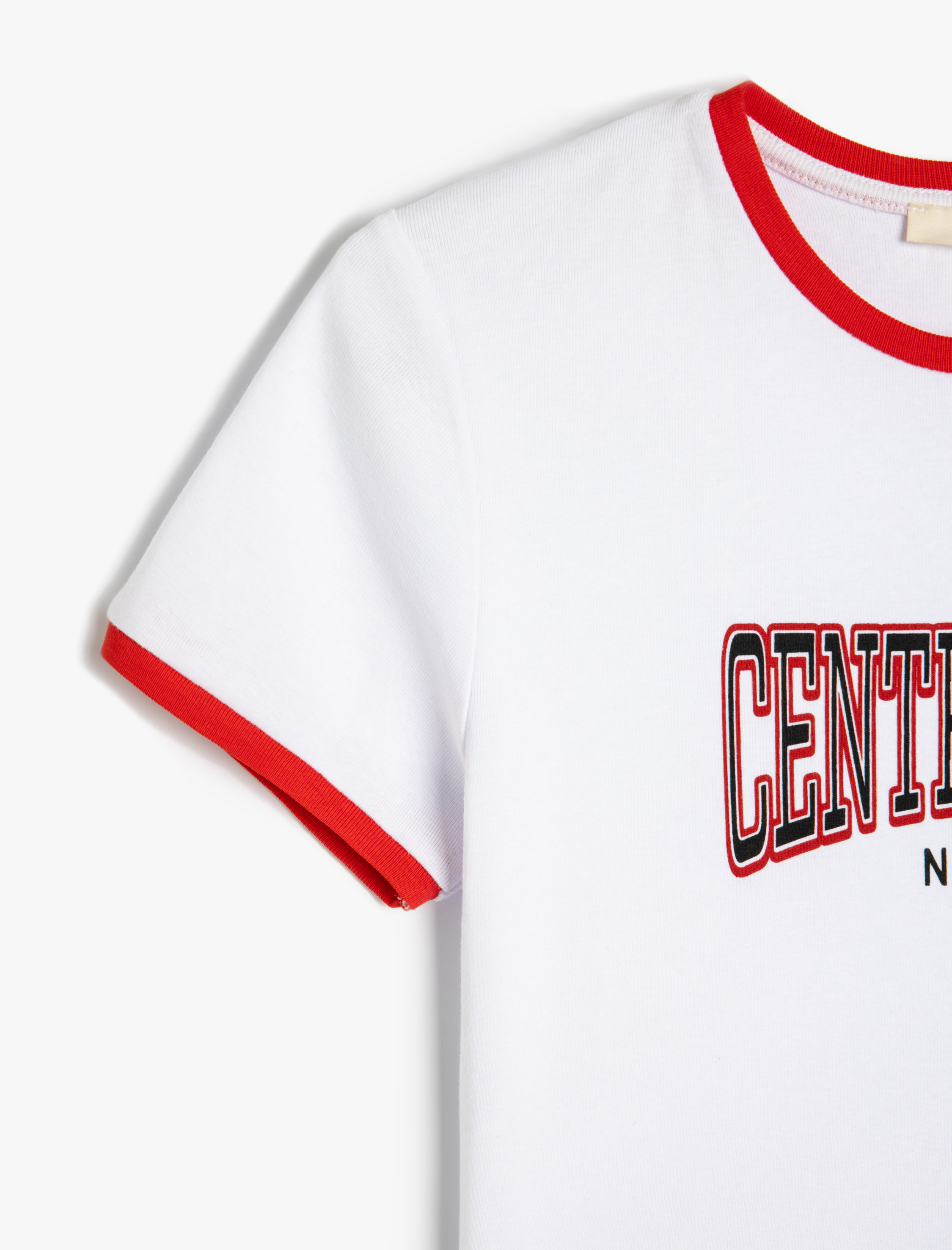   Pamuklu Bisiklet Yaka Kısa Kollu Baskılı Tişört