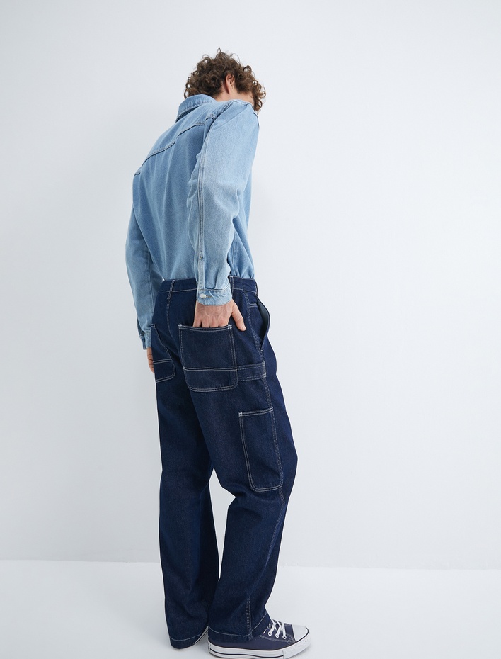  Bol Kot Pantolon Kargo Cepli Düğmeli