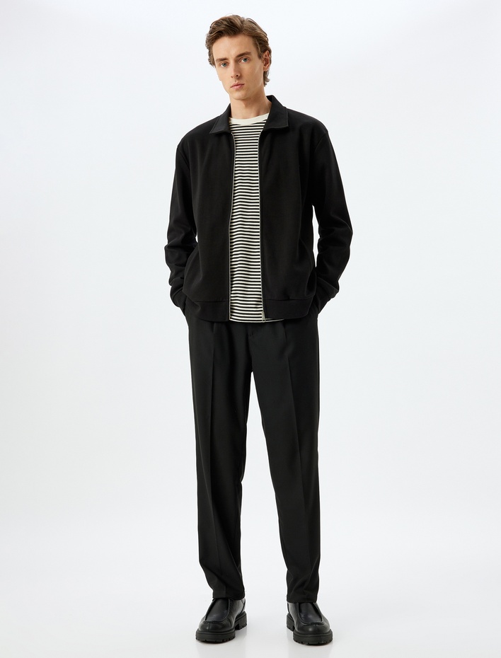  Viskon Karışımlı Düğmeli Kumaş Pantolon