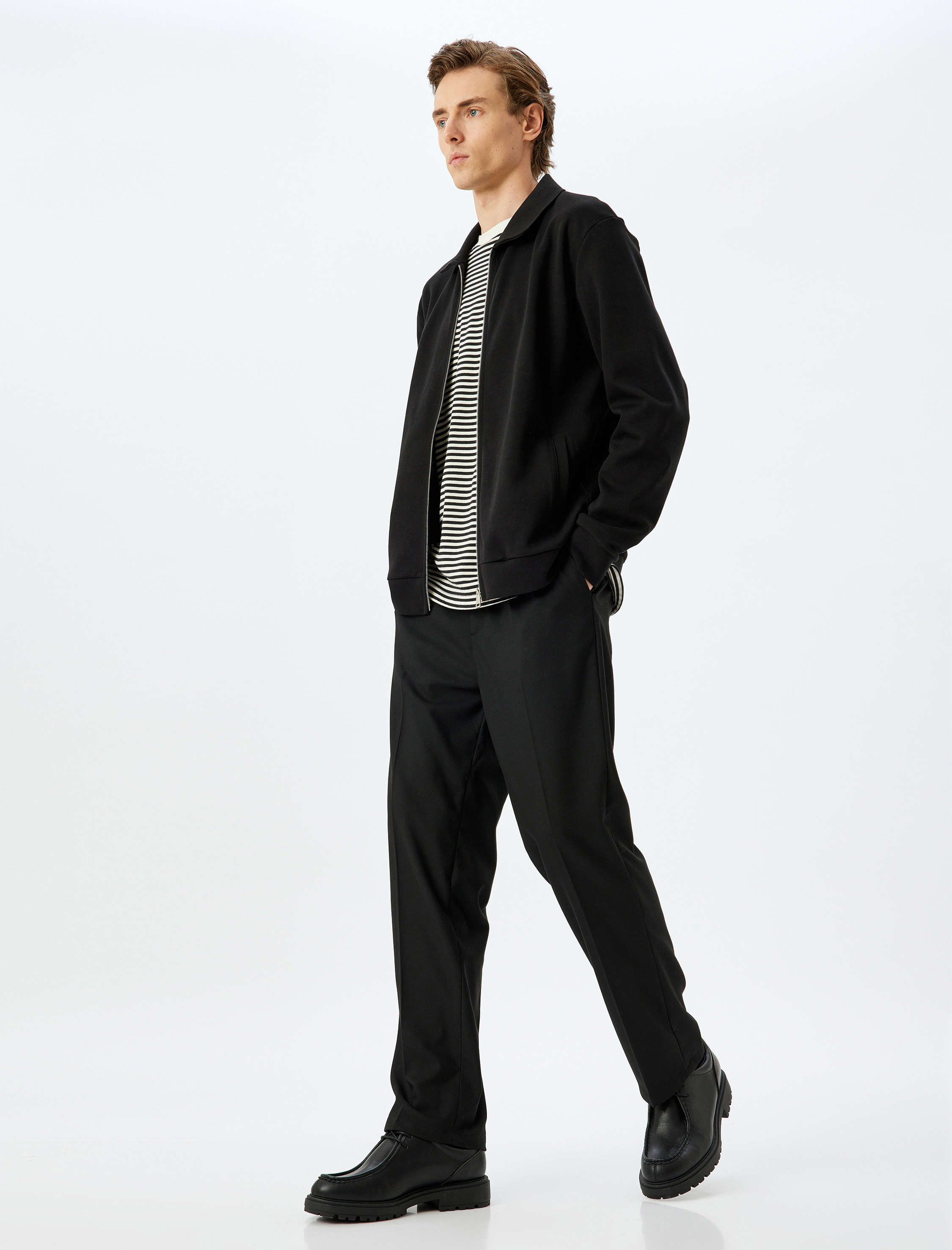 Viskon Karışımlı Düğmeli Kumaş Pantolon