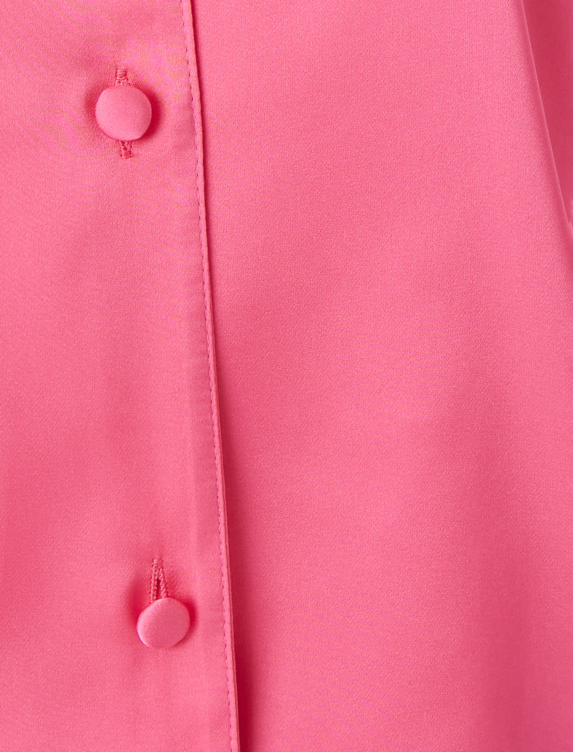   Gömlek Yaka Uzun Kollu Düğmeli Saten Pijama Üstü