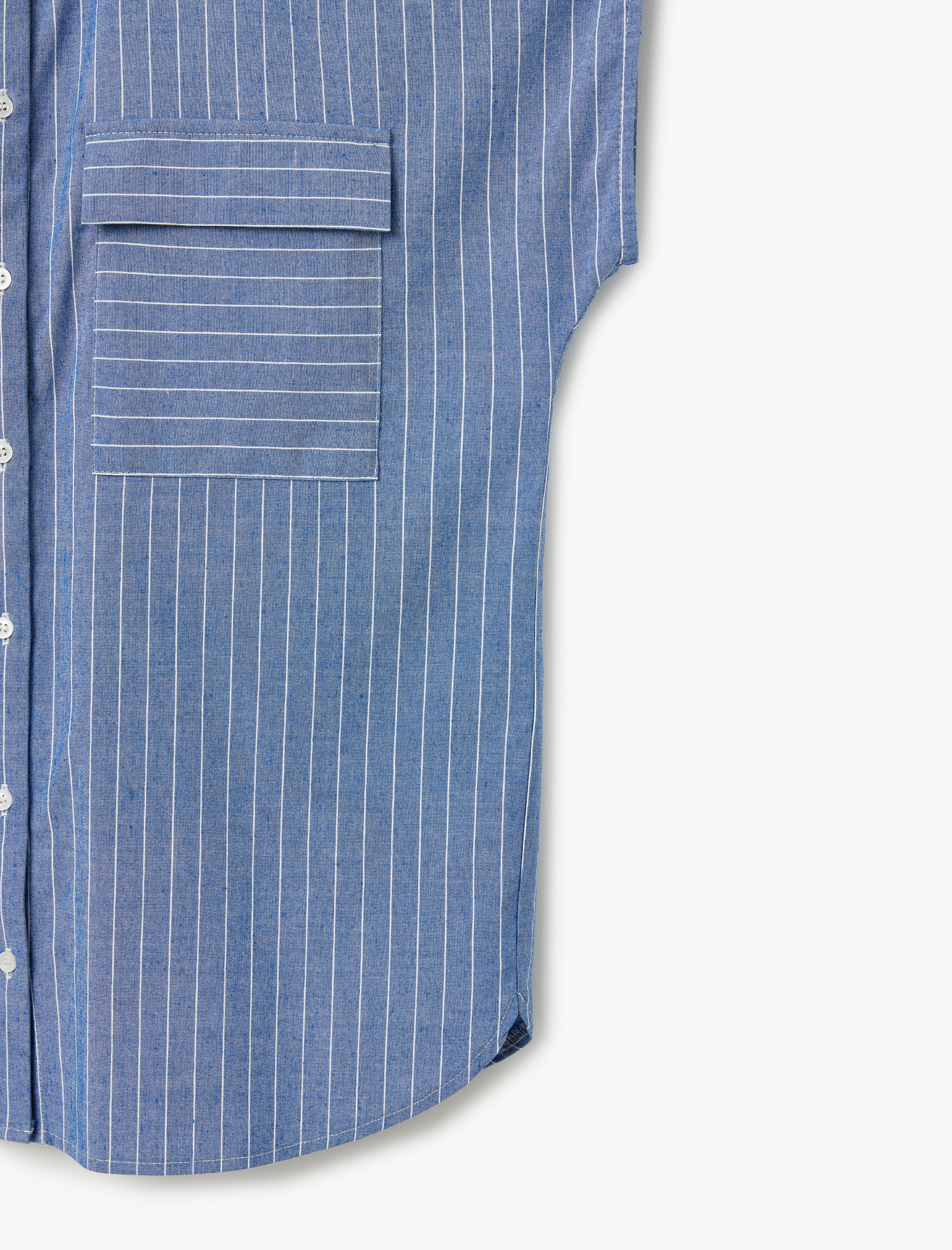   Viskon Kumaş Karışımlı Kolsuz Cep Detaylı Gömlek