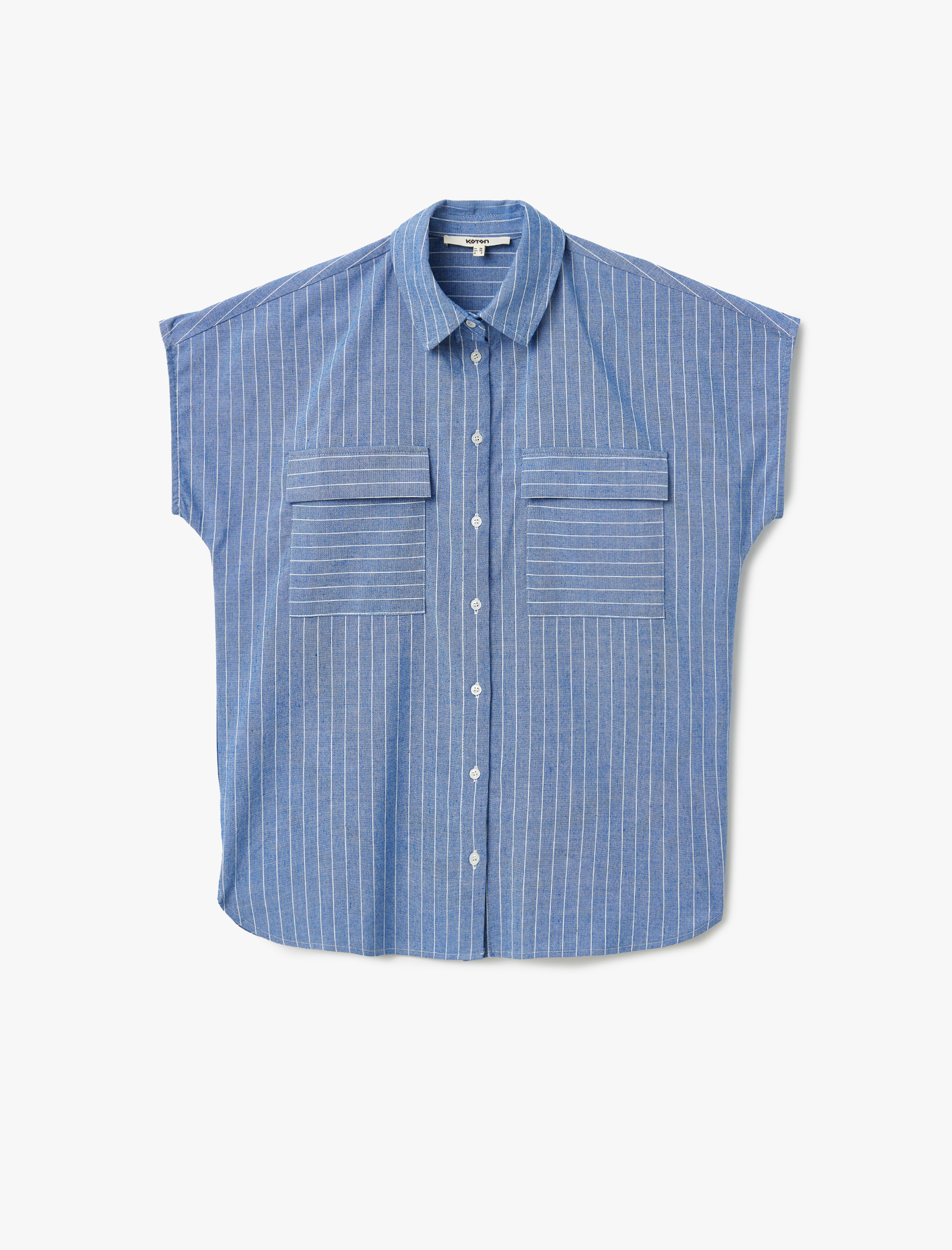   Viskon Kumaş Karışımlı Kolsuz Cep Detaylı Gömlek