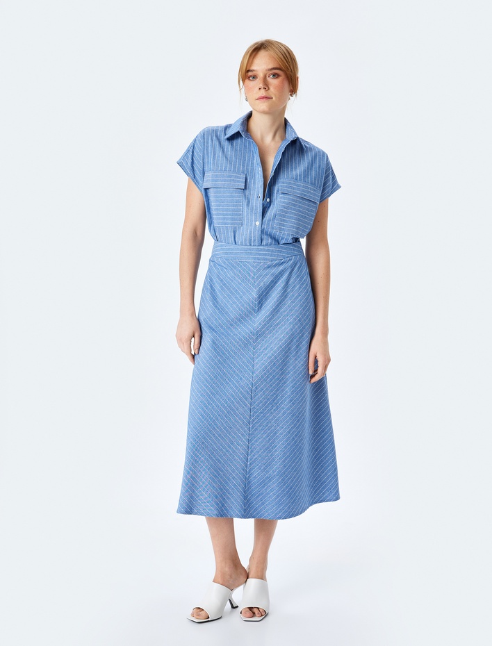  Viskon Kumaş Karışımlı Kolsuz Cep Detaylı Gömlek