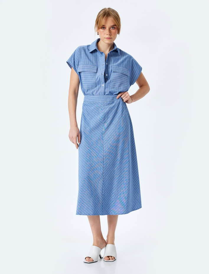  Viskon Karışımlı Oversize Uzun Kloş Etek