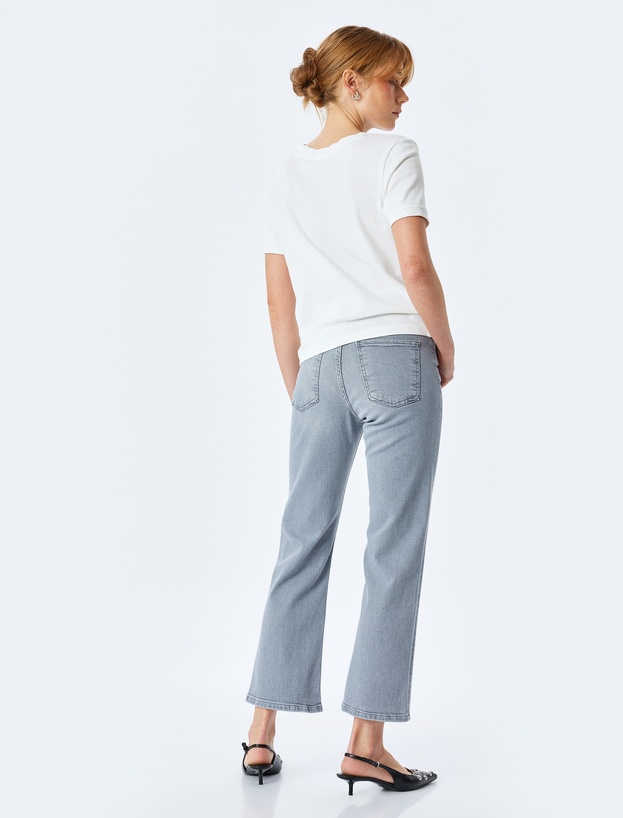Yüksek Bel İspanyol Paça Denim Pantolon - Kick Flare Jeans_1