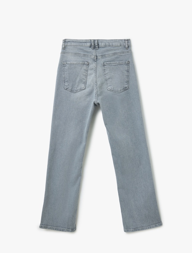Yüksek Bel İspanyol Paça Denim Pantolon - Kick Flare Jeans_3